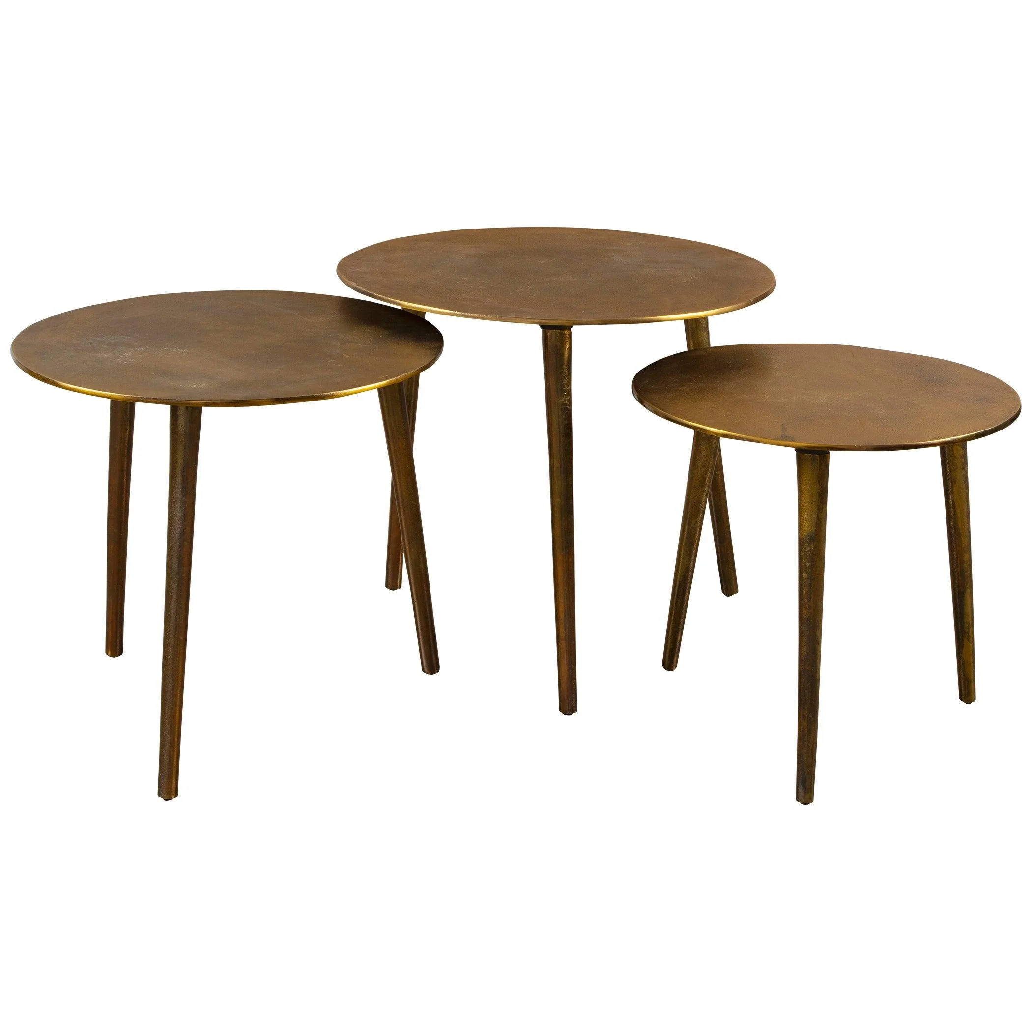 KASAI GOLD COFFEE TABLES, SET OF 3 - Frankwebs