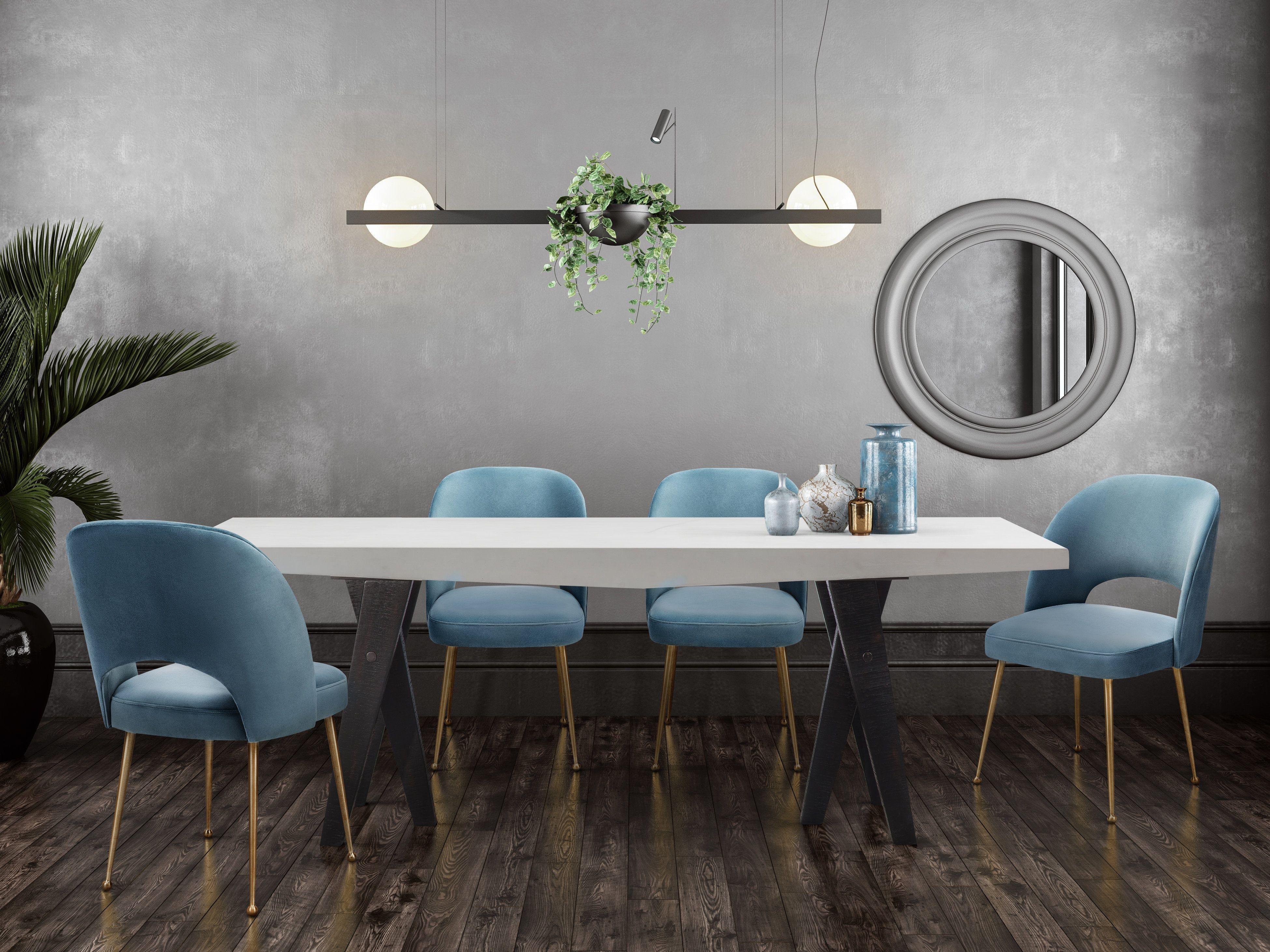 Swell Sea Blue Velvet Chair - Frankwebs