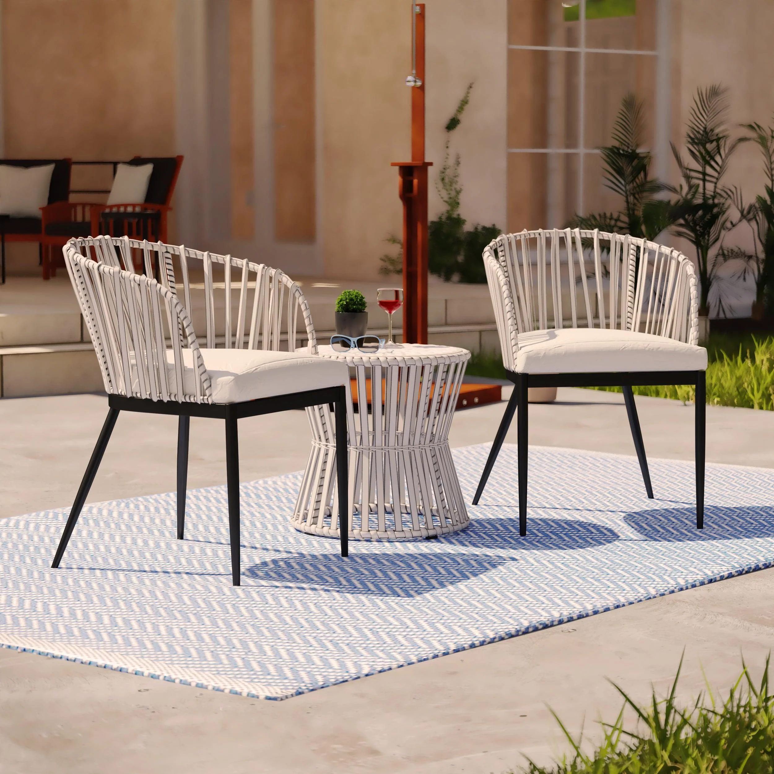 Melilani Outdoor Chairs w/ Cushions – 2pc Set - Frankwebs