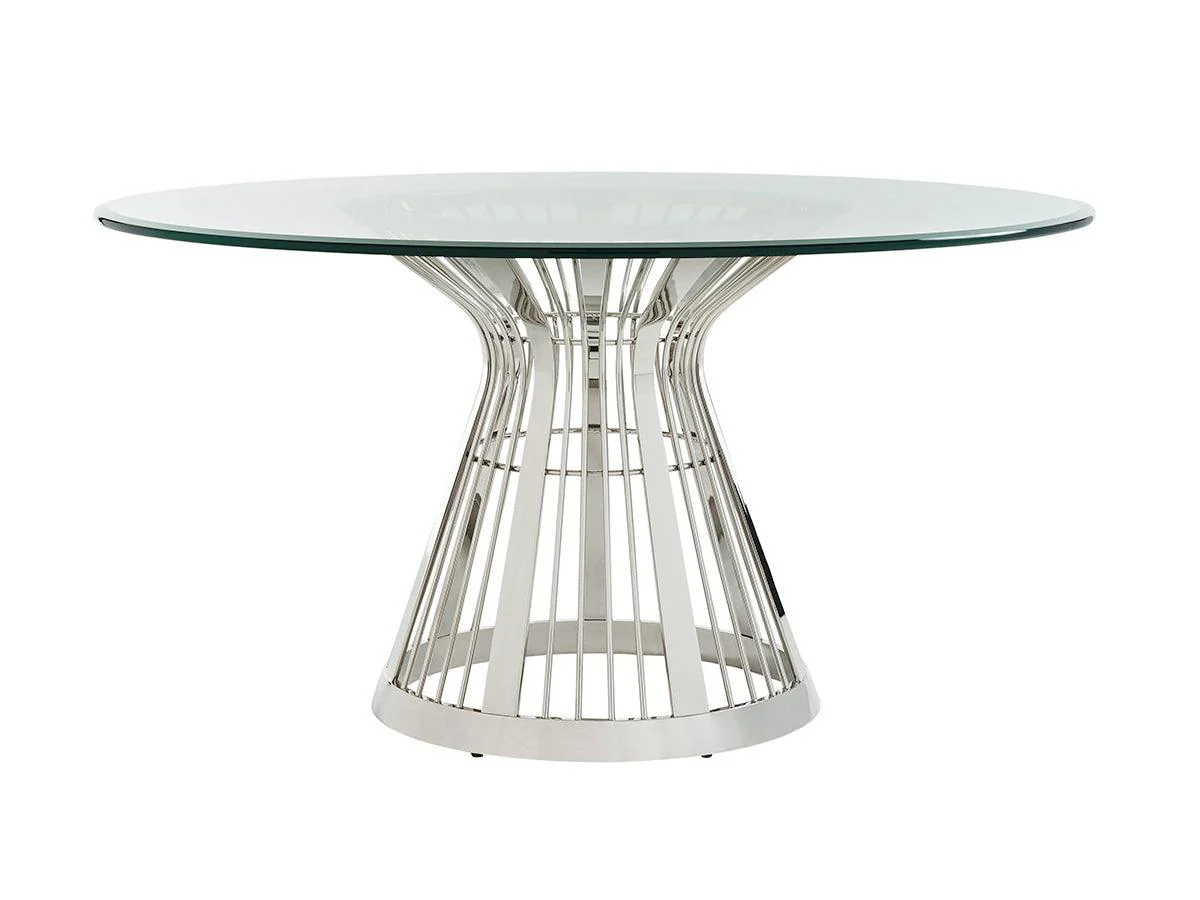 Ariana Riviera Stainless Dining Table With 60 Inch Glass Top - Frankwebs