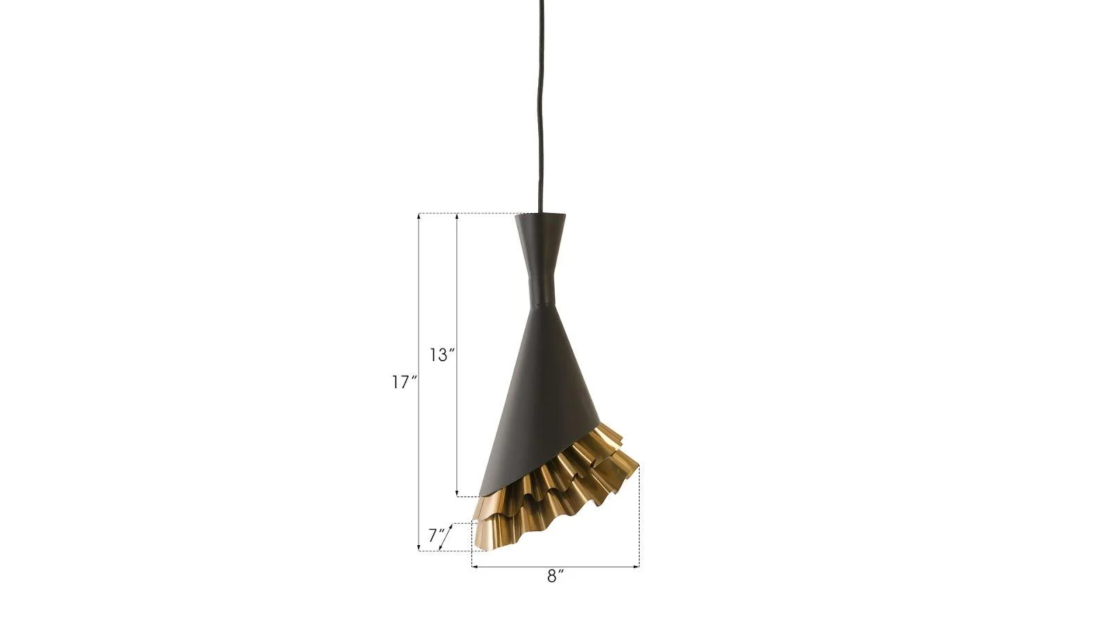 Ruffle Pendant Lamp, Black/Brass - Frankwebs