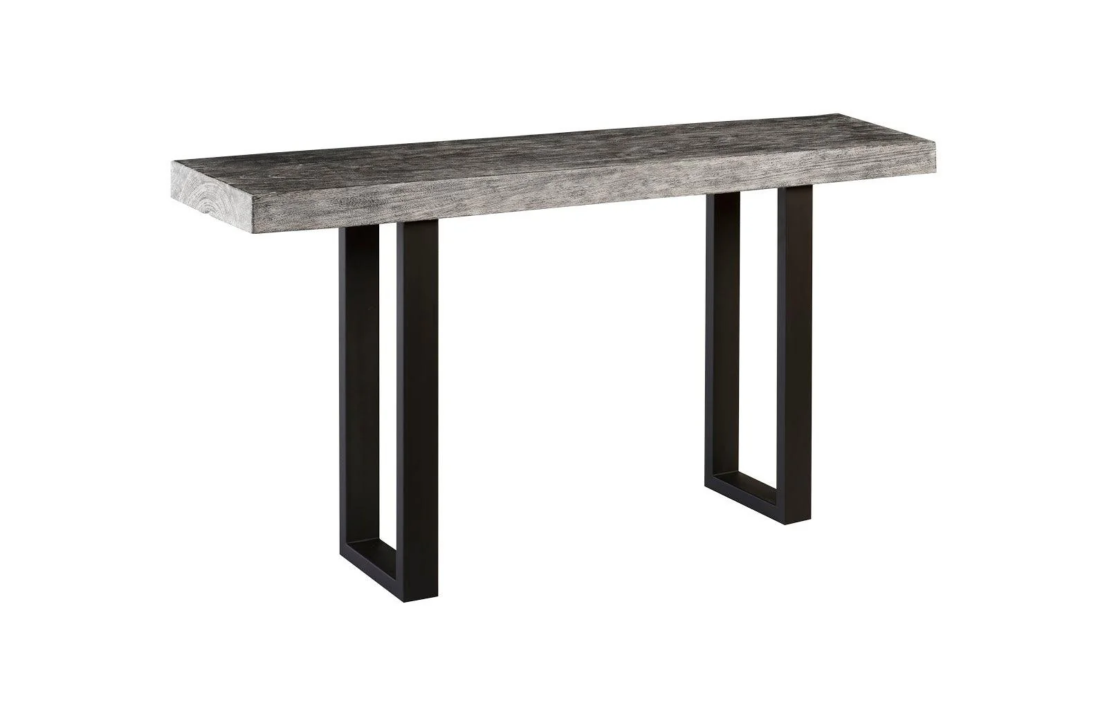 Origins Straight Edge Console Table, Metal U Legs, Gray Stone Finish - Frankwebs
