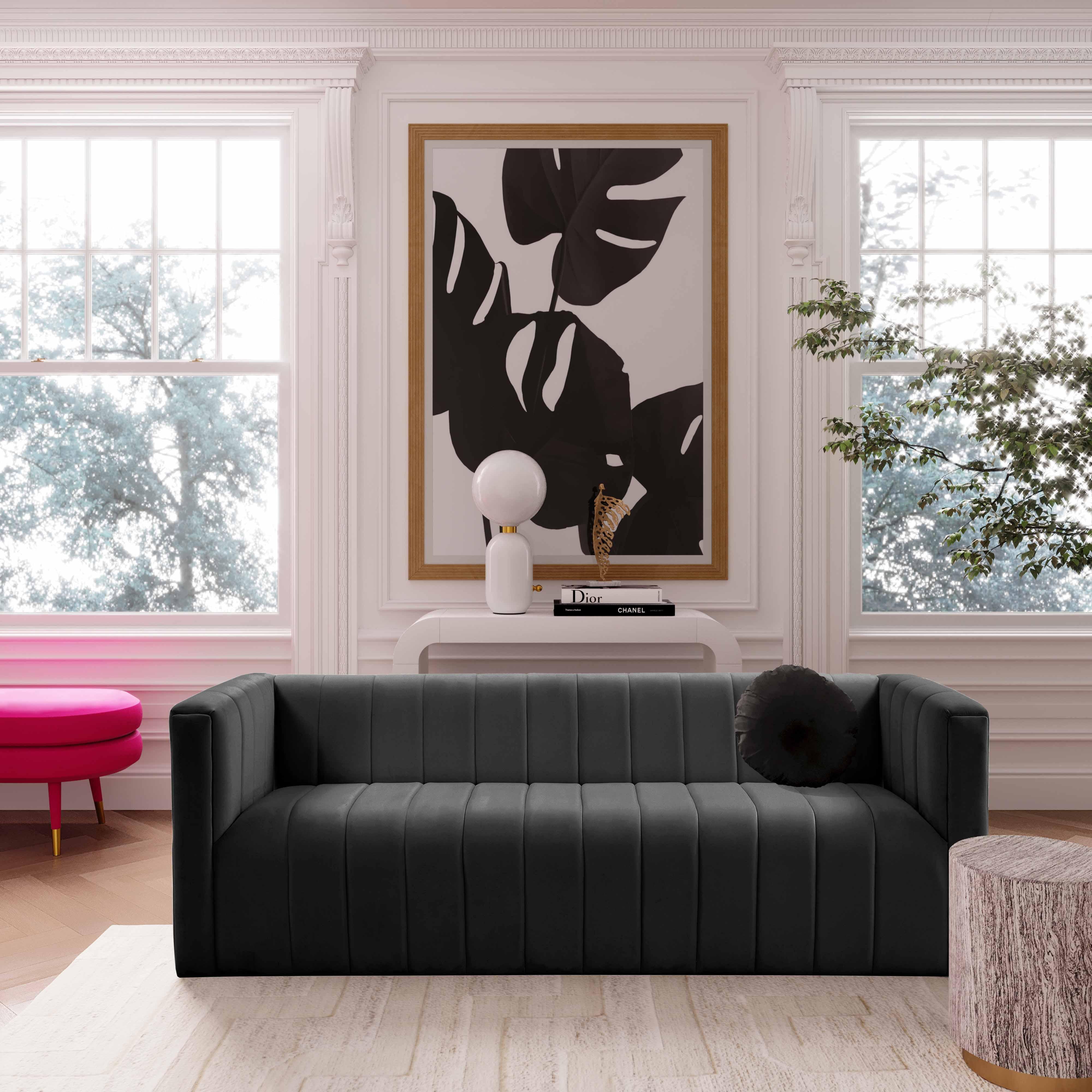 Norah Black Velvet Sofa - Frankwebs