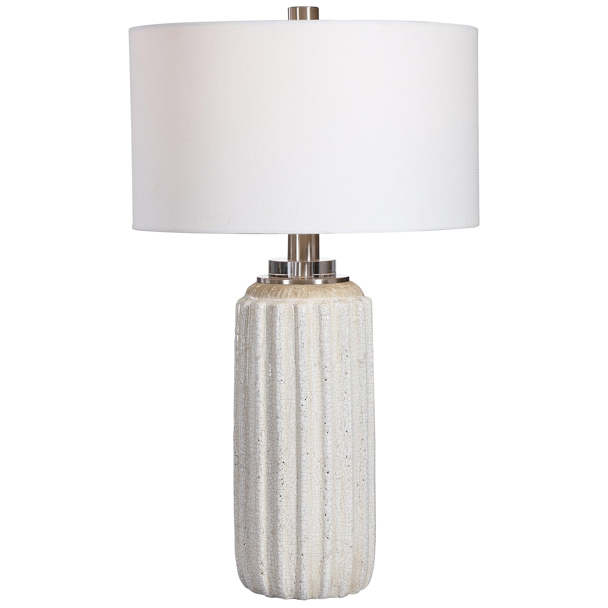AZARIAH WHITE CRACKLE TABLE LAMP - Frankwebs