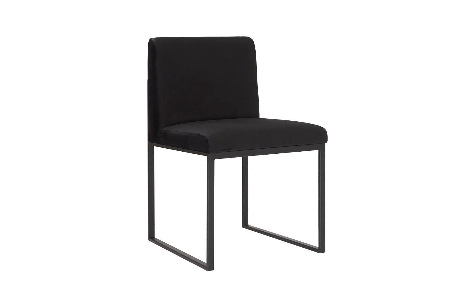 Frozen Dining Chair, Black Velvet Fabric, Matte Black Metal Frame - Frankwebs