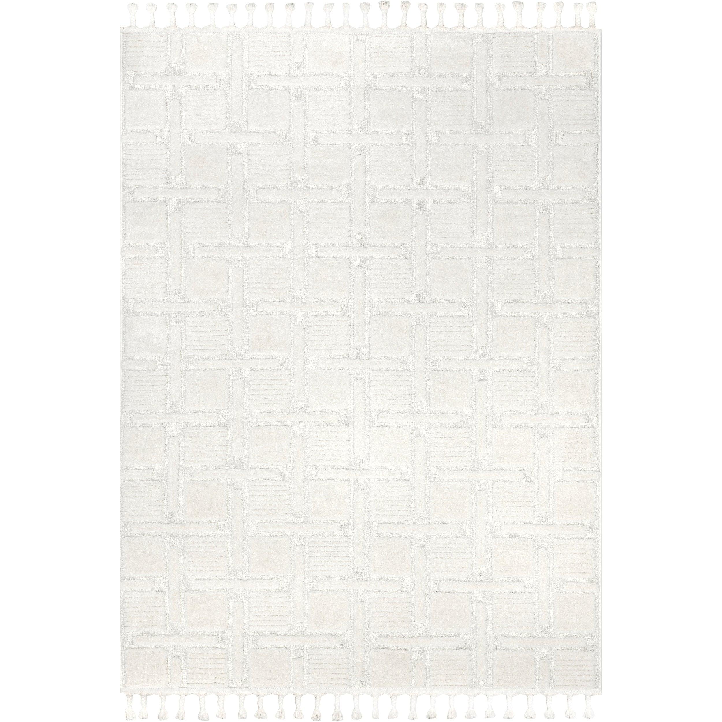 Alafia High-Low Geometric Tasseled Area Rug - Frankwebs