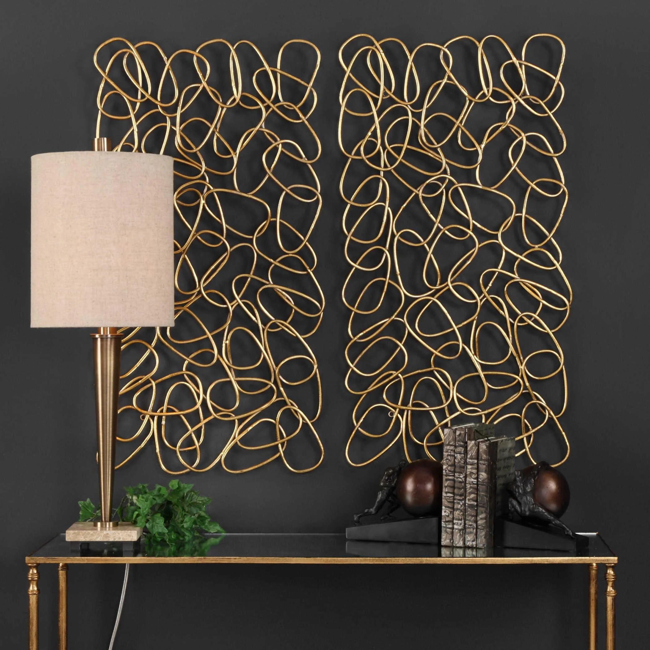 IN THE LOOP GOLD WALL ART SET OF 2 - Frankwebs