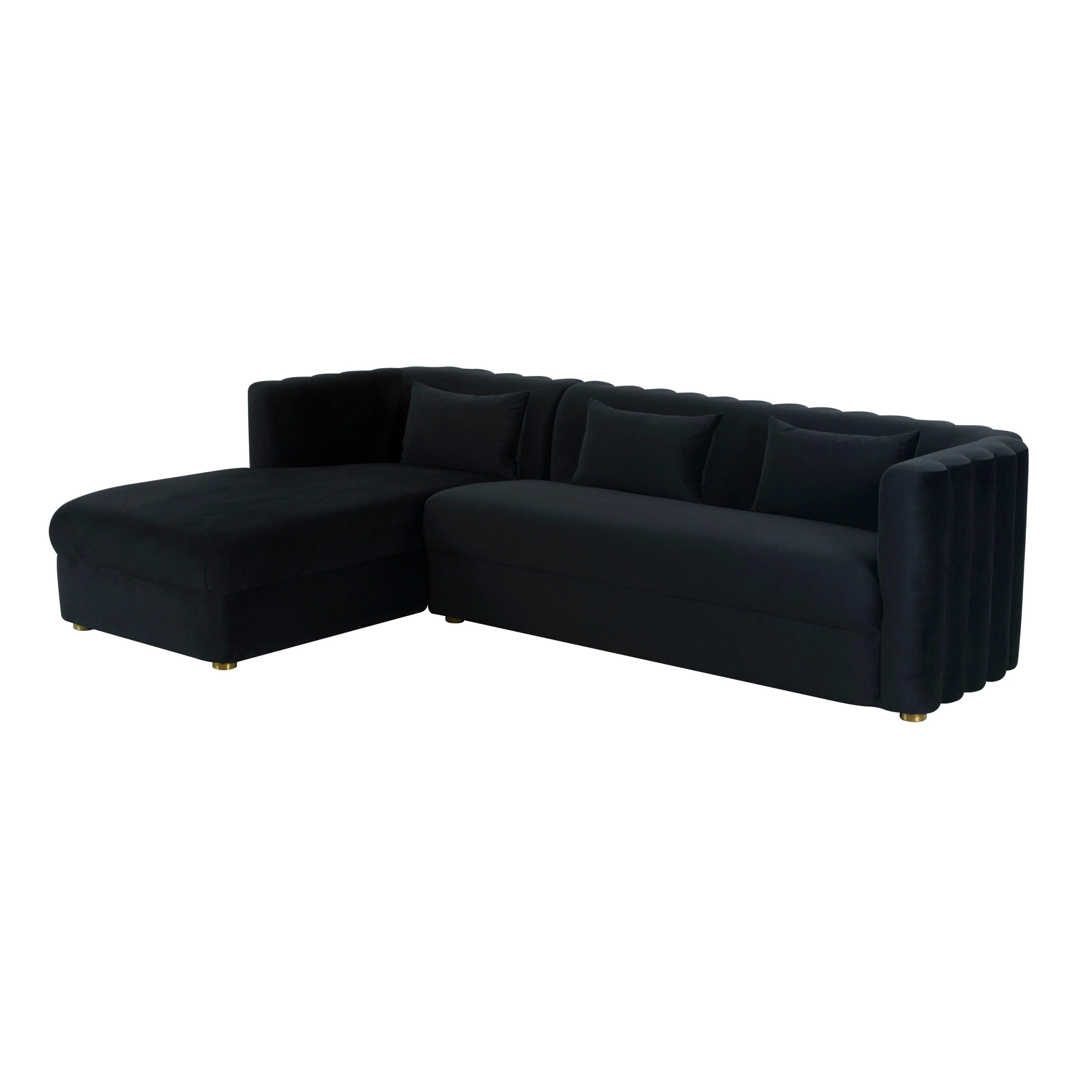 Callie Black Velvet Sectional - LAF - Frankwebs