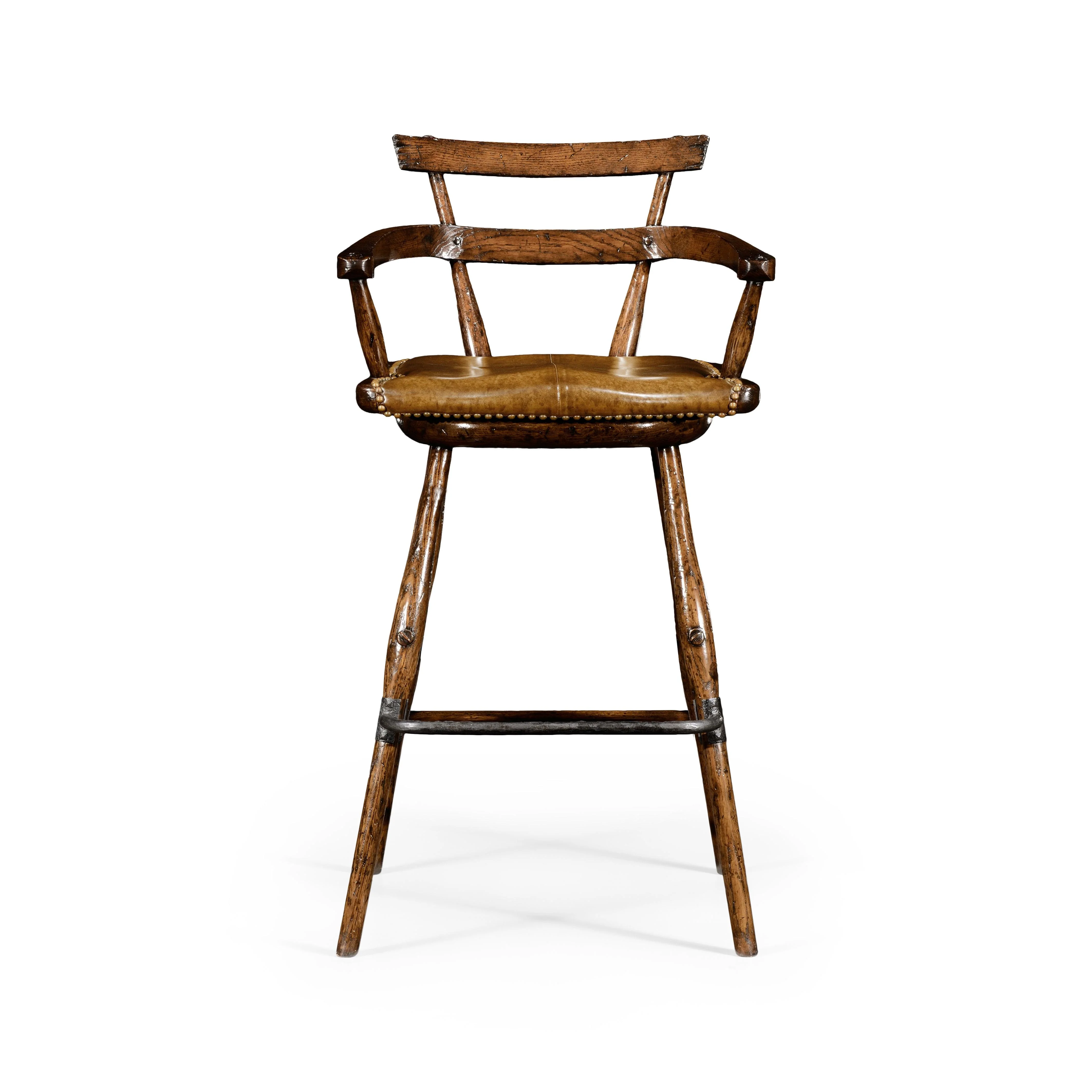 Casual Accents Tudor Oak Studded Leather Counter Stool - Frankwebs