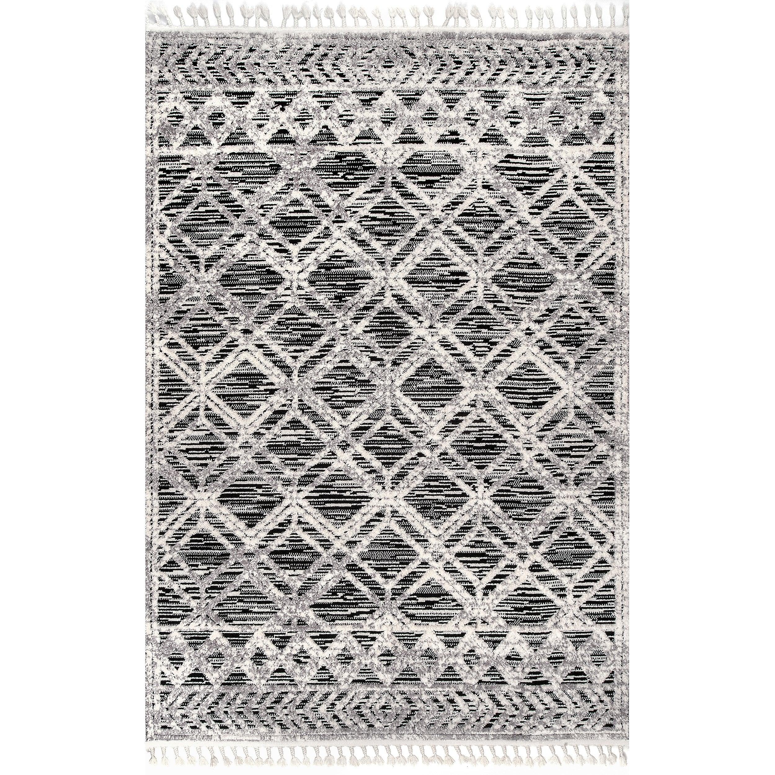 Ansley Moroccan Lattice Tassel Area Rug - Frankwebs