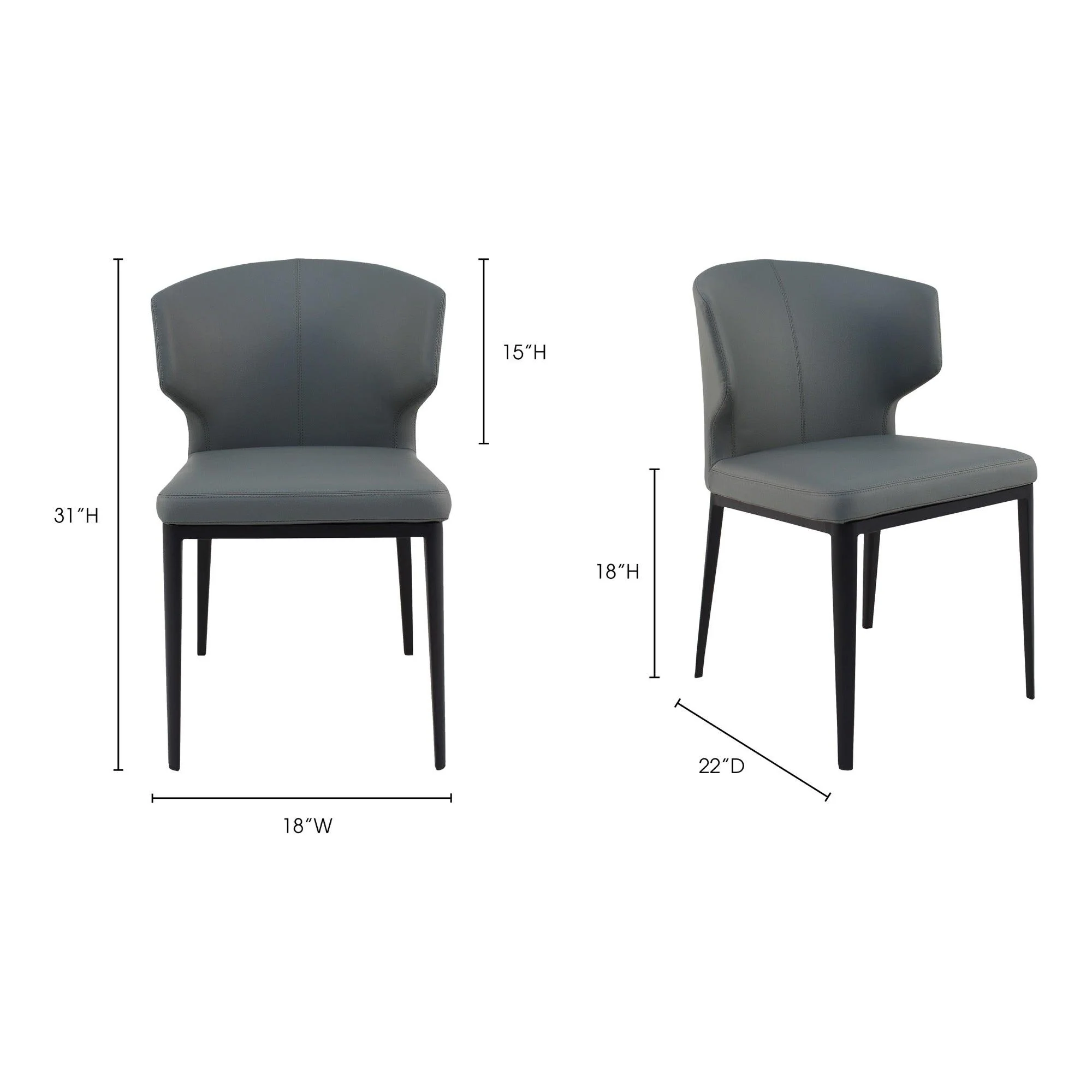 Delaney Dining Chair Grey - Set Of Two - Frankwebs