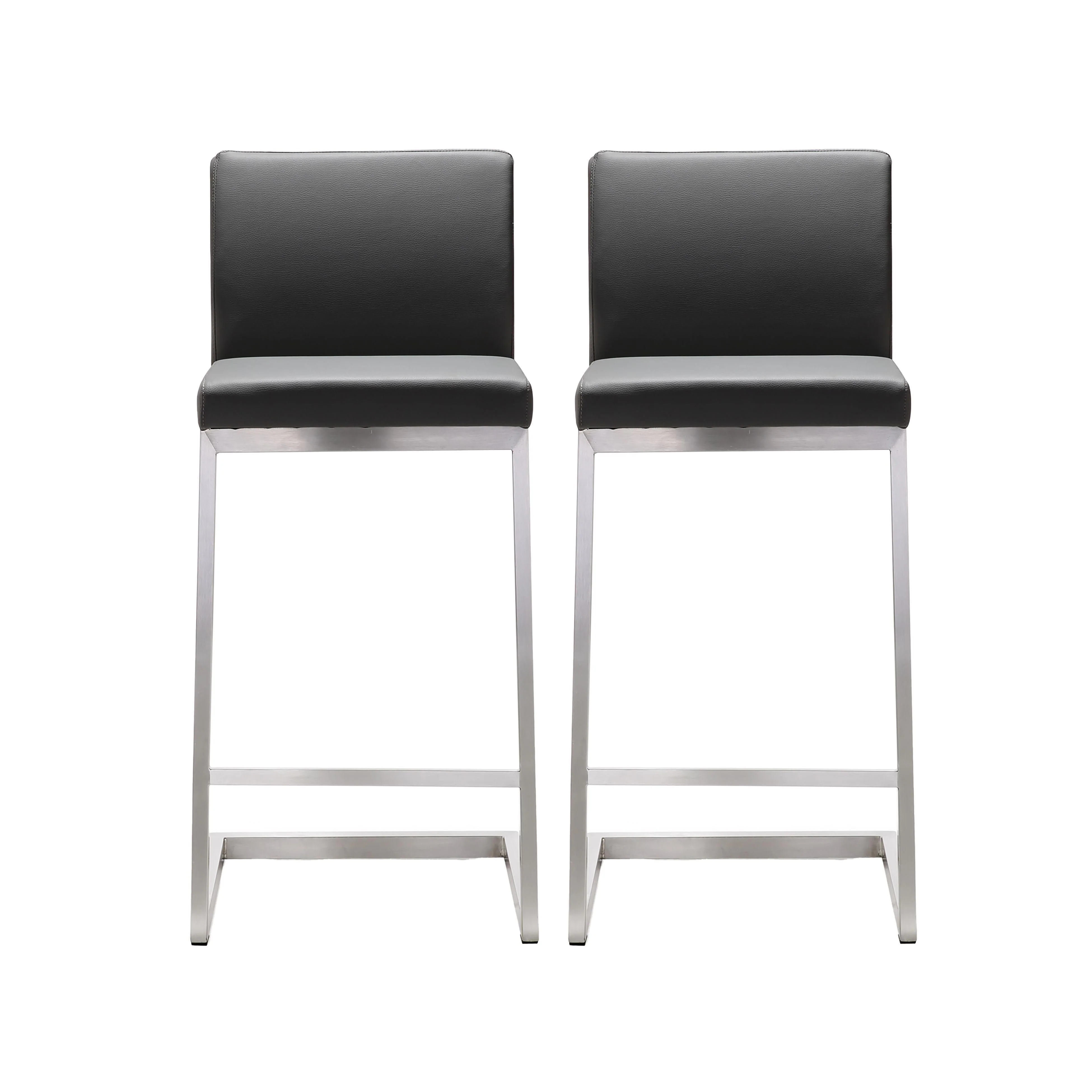 Parma Grey Stainless Steel Counter Stool - Set of 2 - Frankwebs