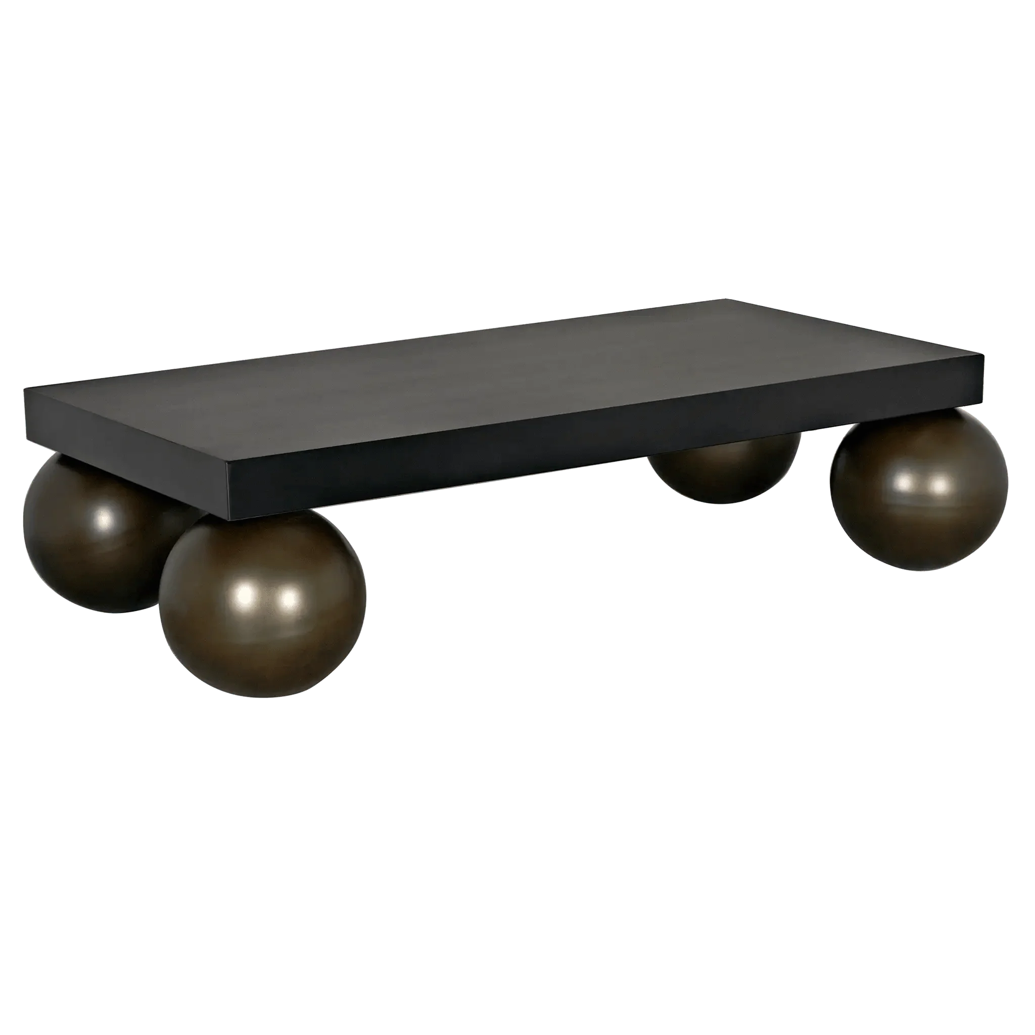 Cosmo Coffee Table, Black Metal with Aged Brass Finish Legs - Frankwebs