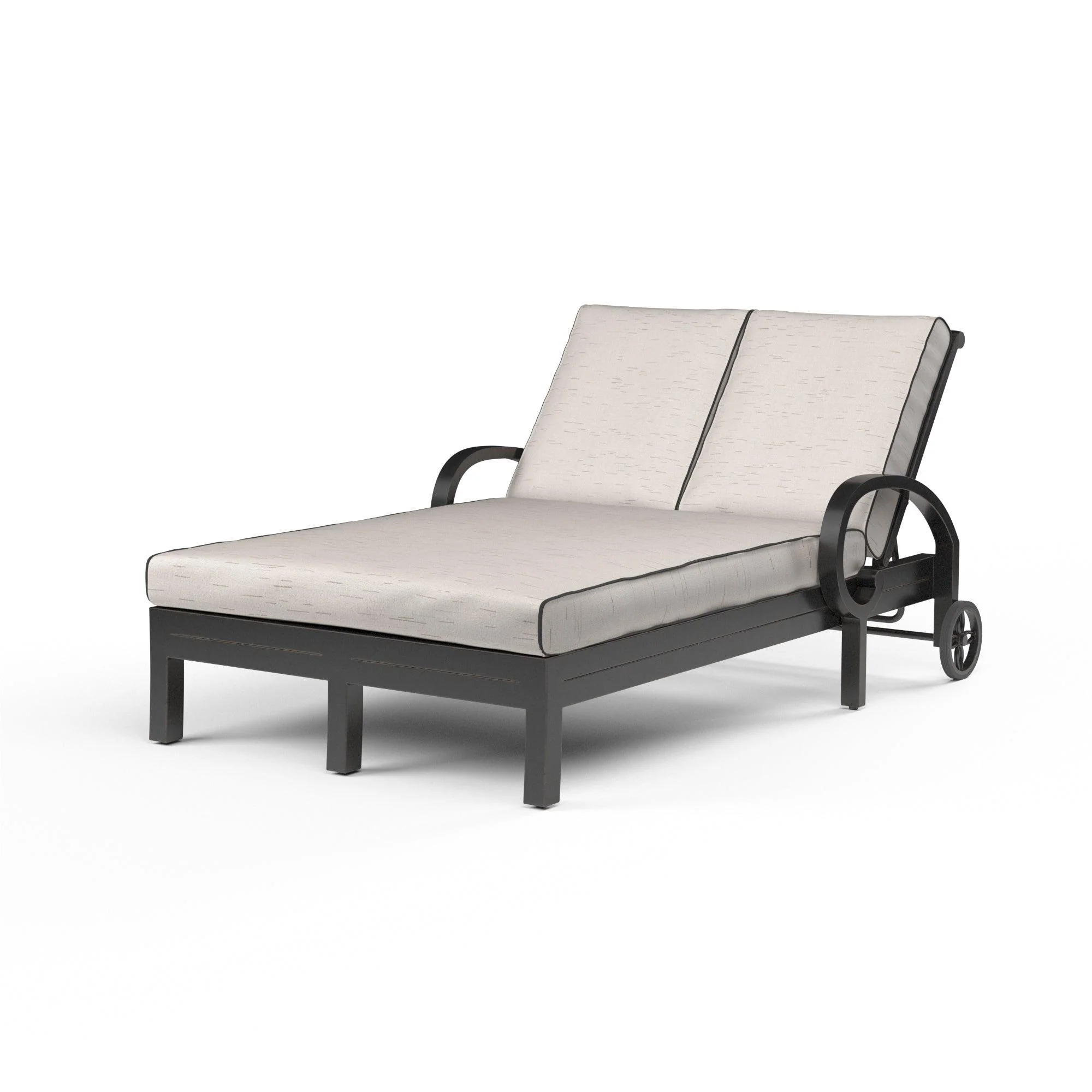 Monterey Double Chaise in Frequency Sand w/ Contrast Canvas Java Welt - Frankwebs