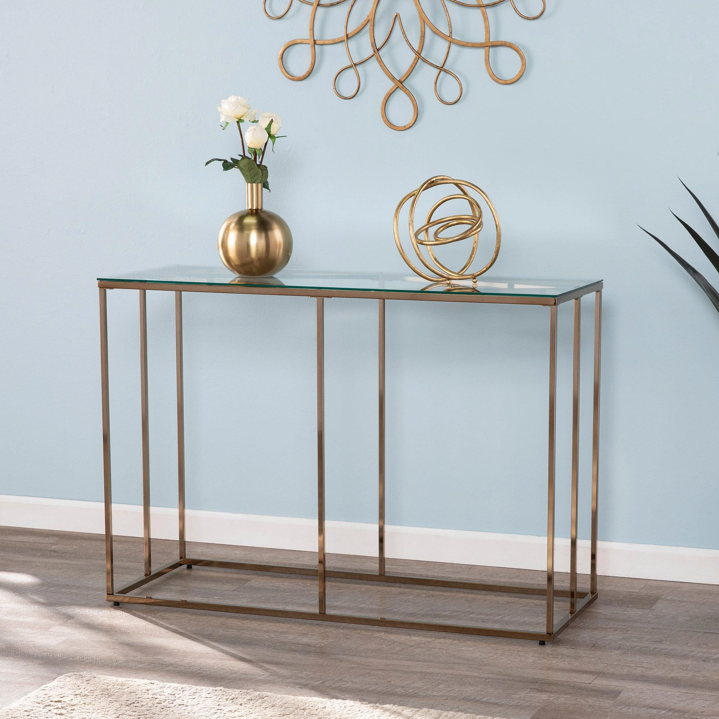 Nicholance Contemporary Glass-Top Console Table - Frankwebs