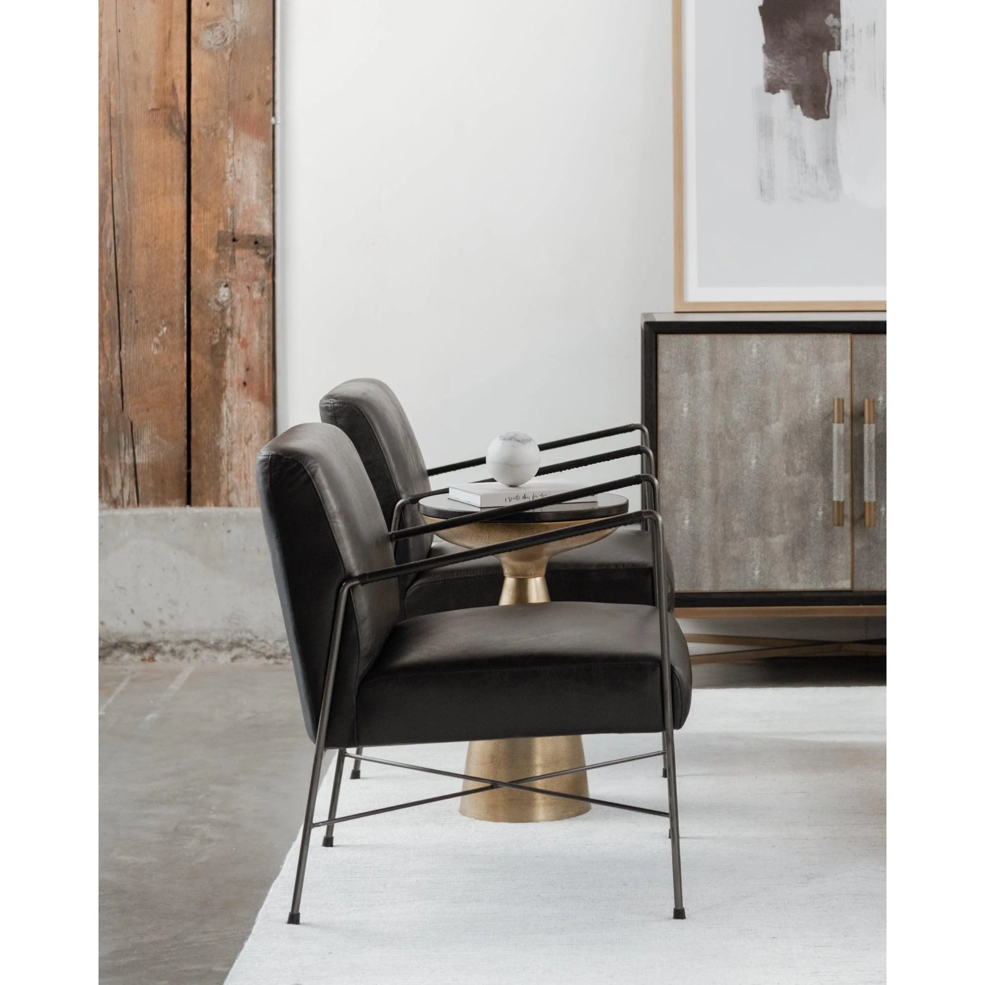 Dagwood Leather Arm Chair Onyx Black Leather - Frankwebs