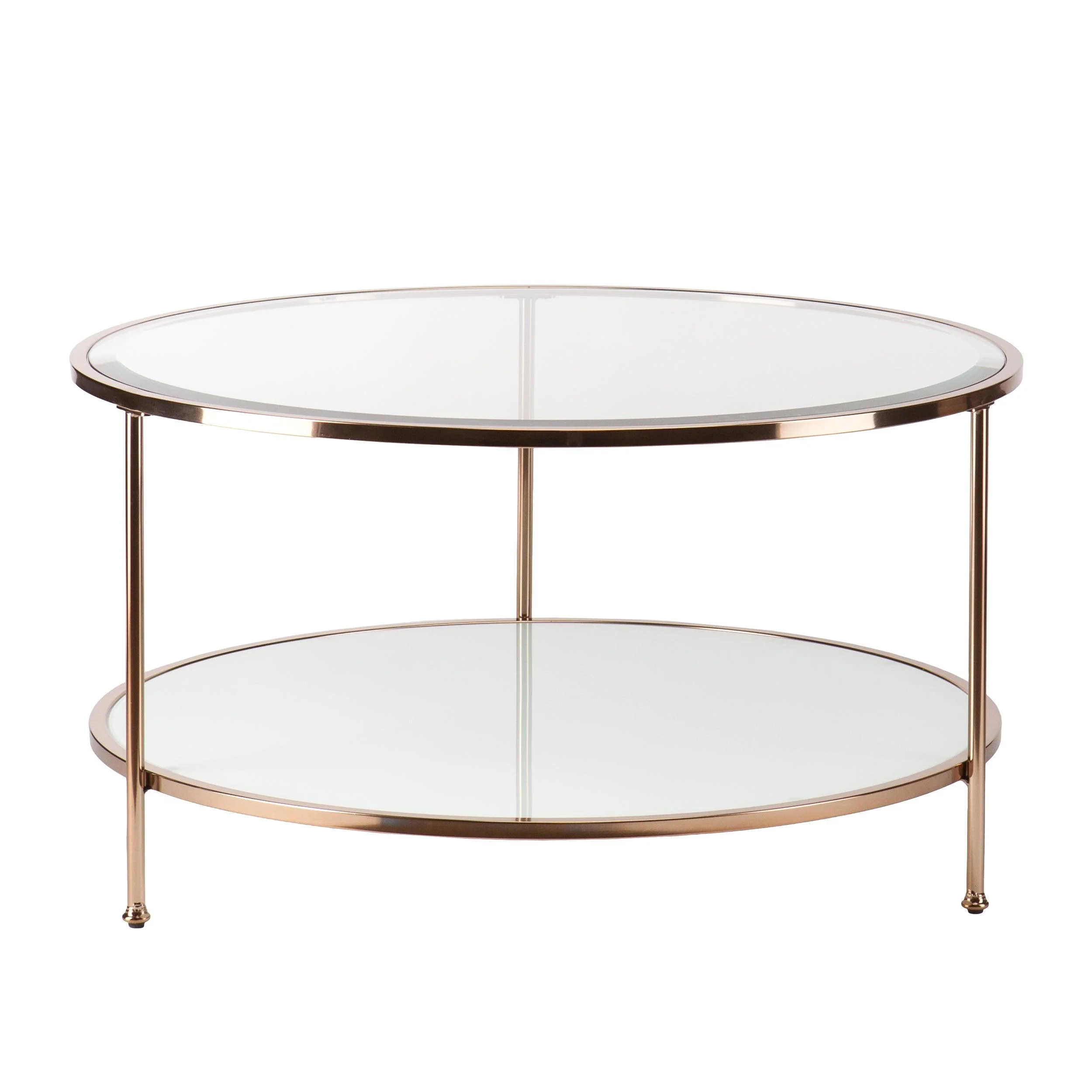 Risa Round Coffee Table w/ Storage - Gold - Frankwebs
