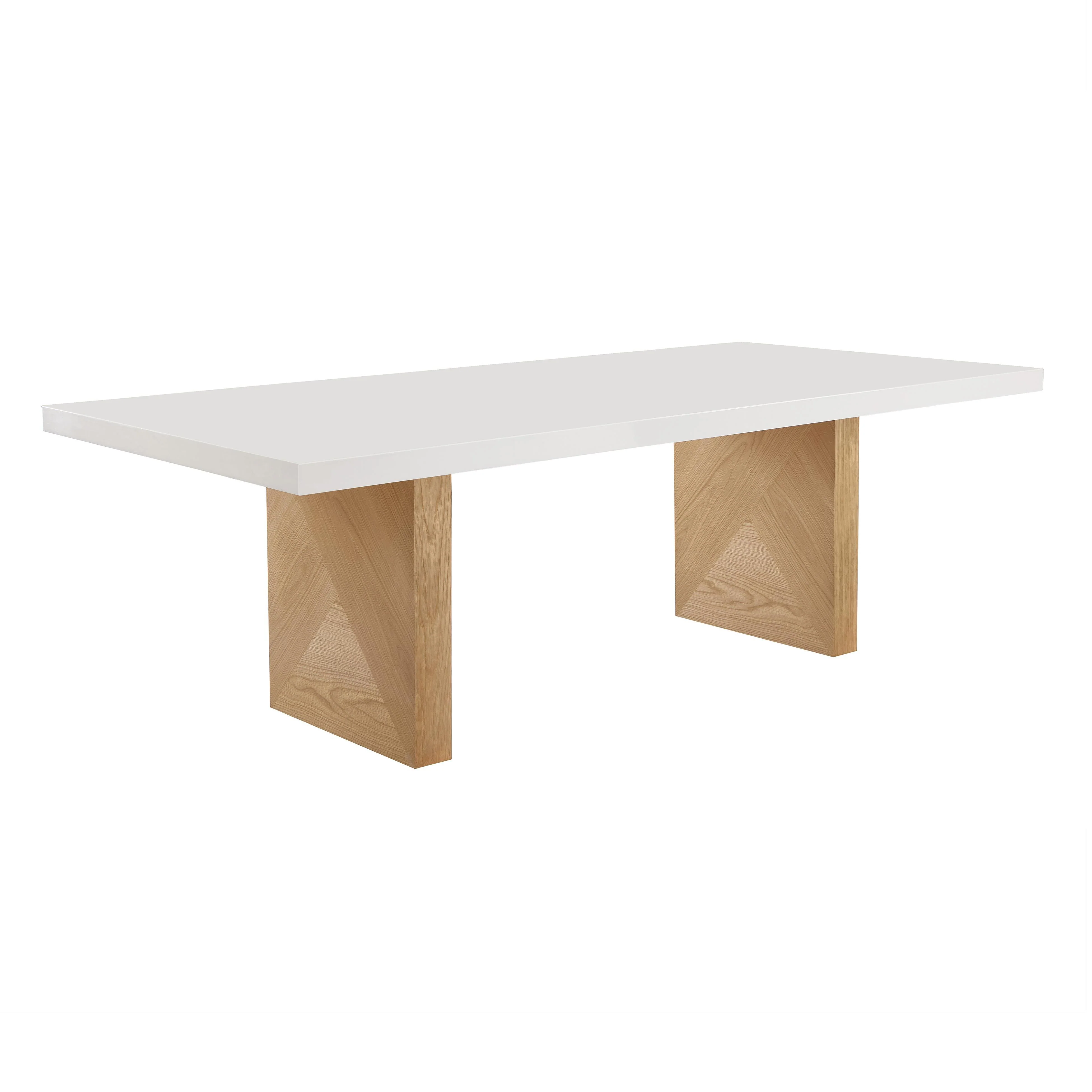 Madeline White Gloss and Natural Ash Dining Table - Frankwebs