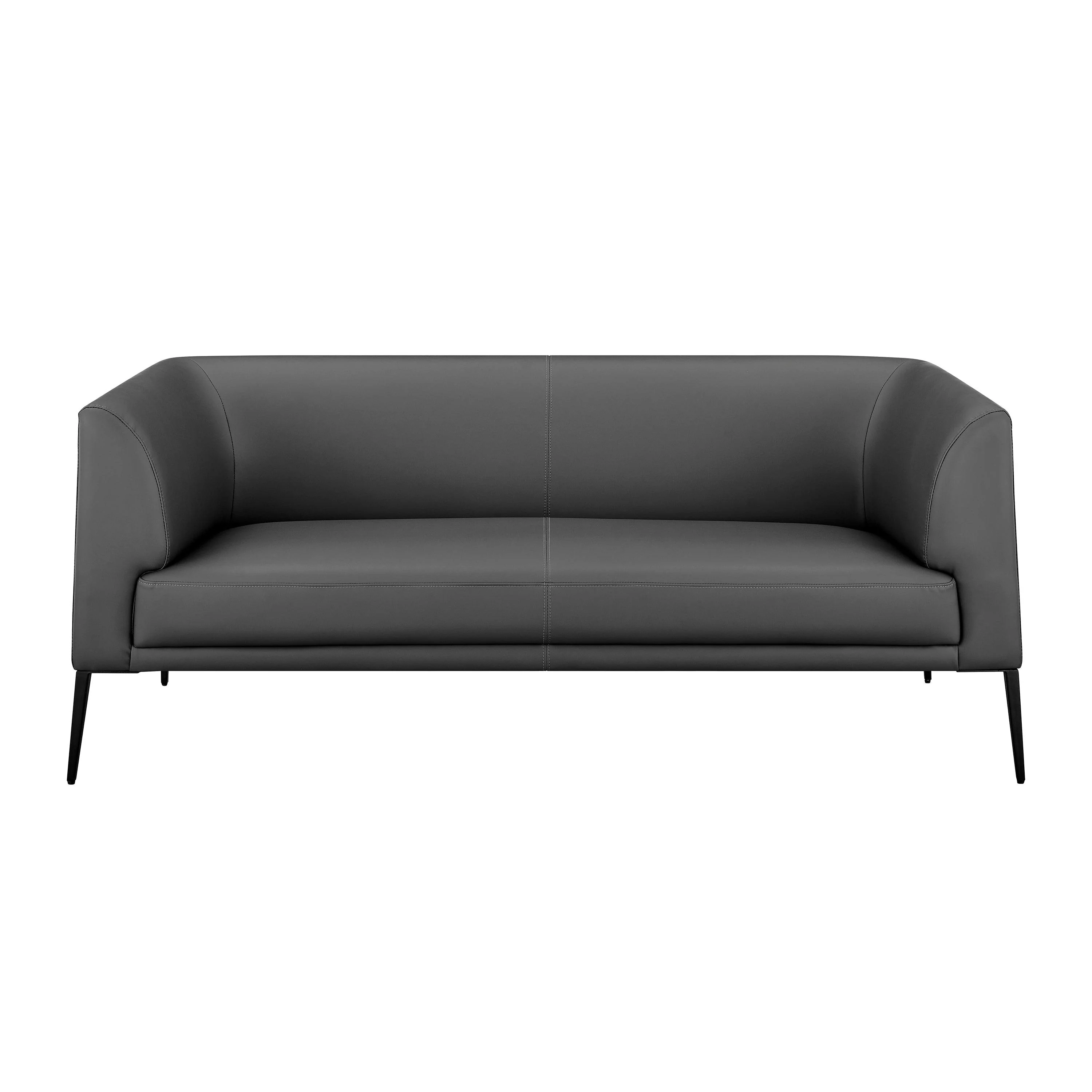 Matias Loveseat in Gray Leatherette with Matte Black Legs - Frankwebs