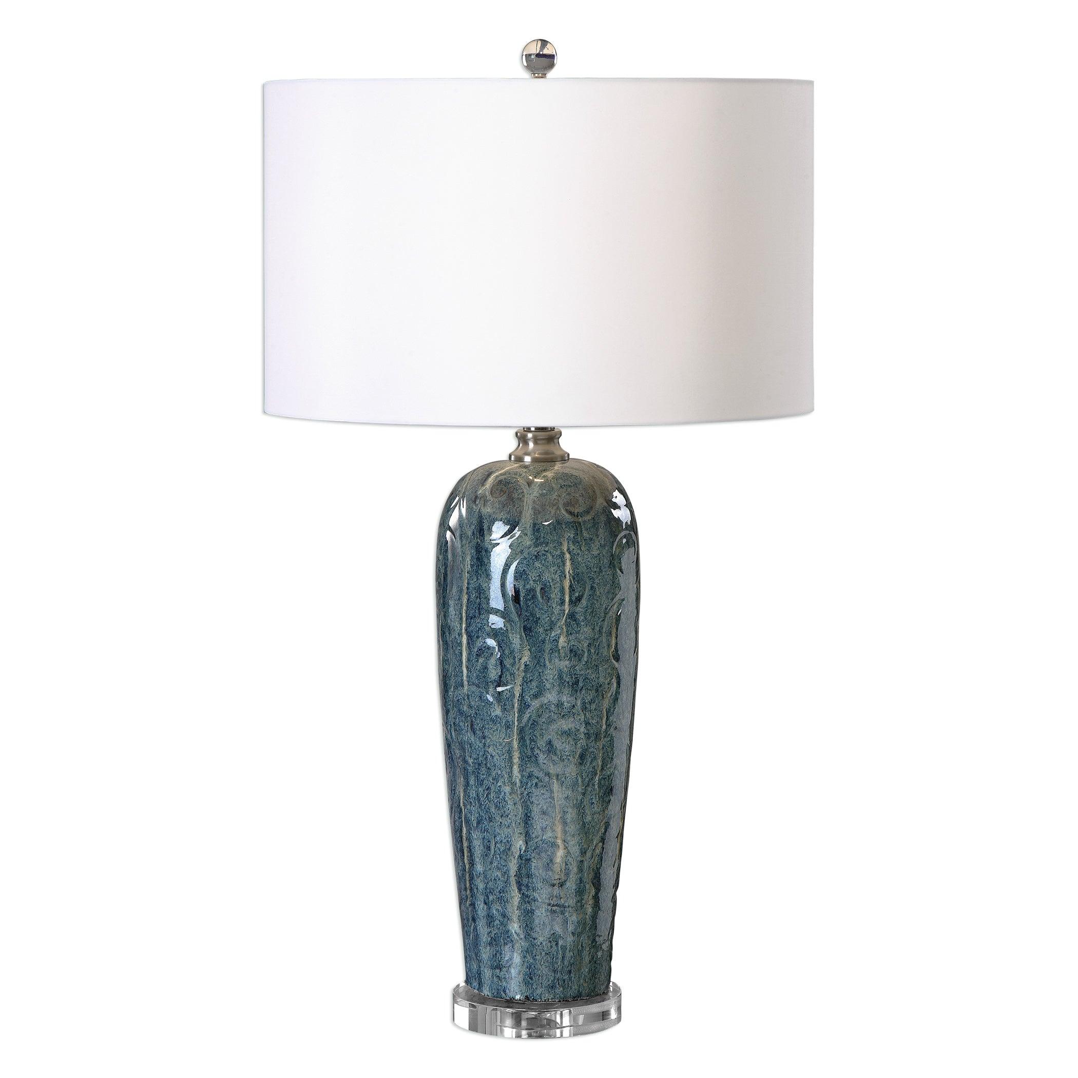 MAIRA BLUE CERAMIC TABLE LAMP - Frankwebs