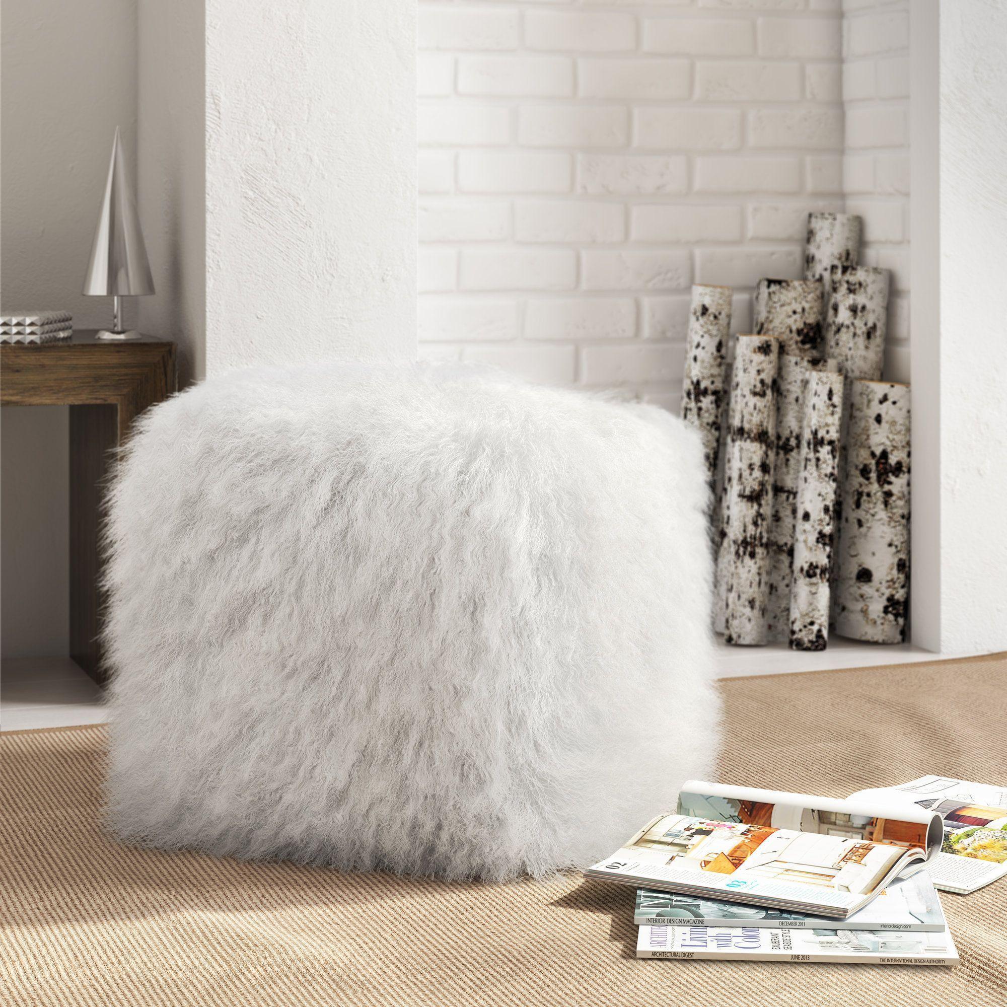 Tibetan Sheep White Pouf - Frankwebs