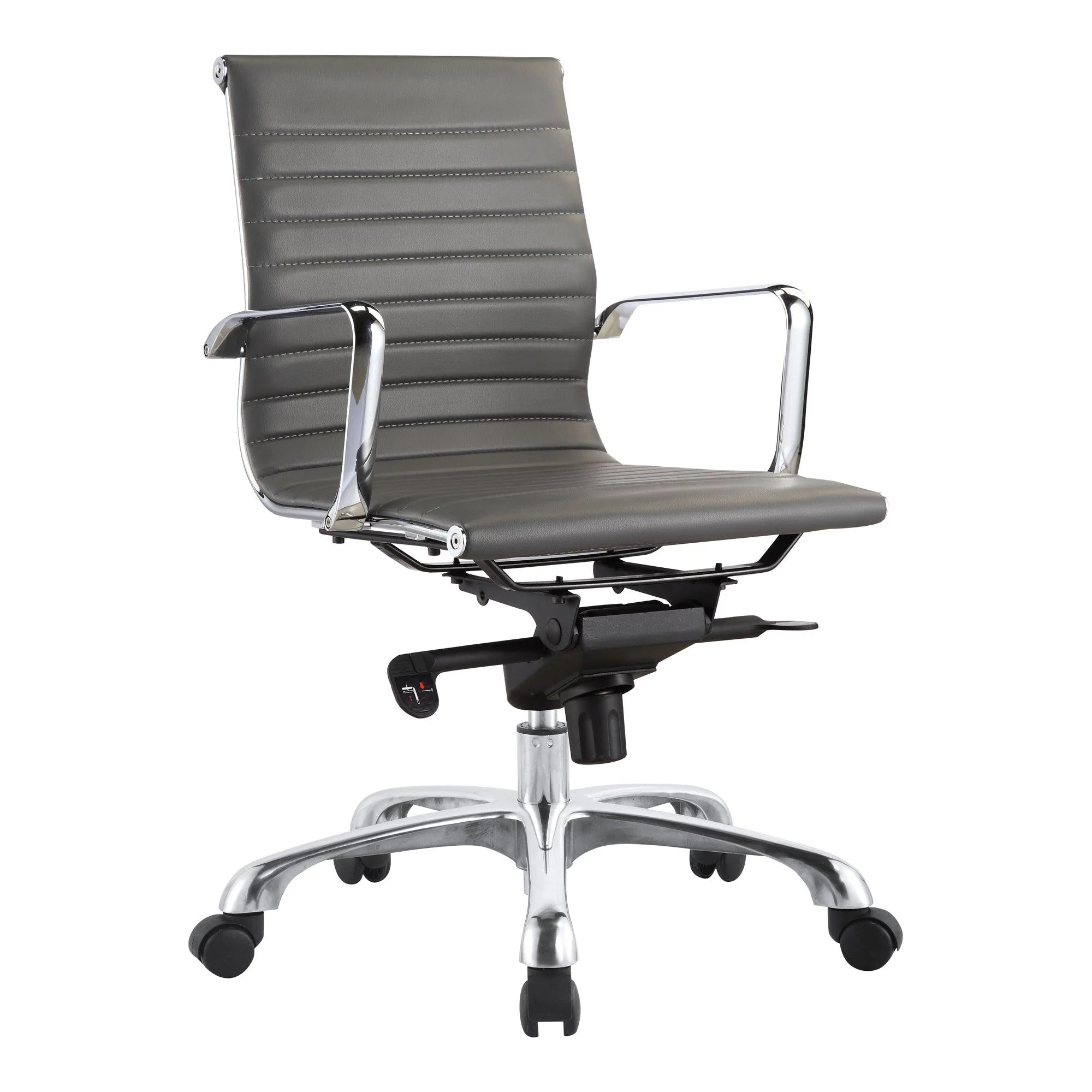 Studio Swivel Office Chair Low Back Grey Vegan Leather - Frankwebs