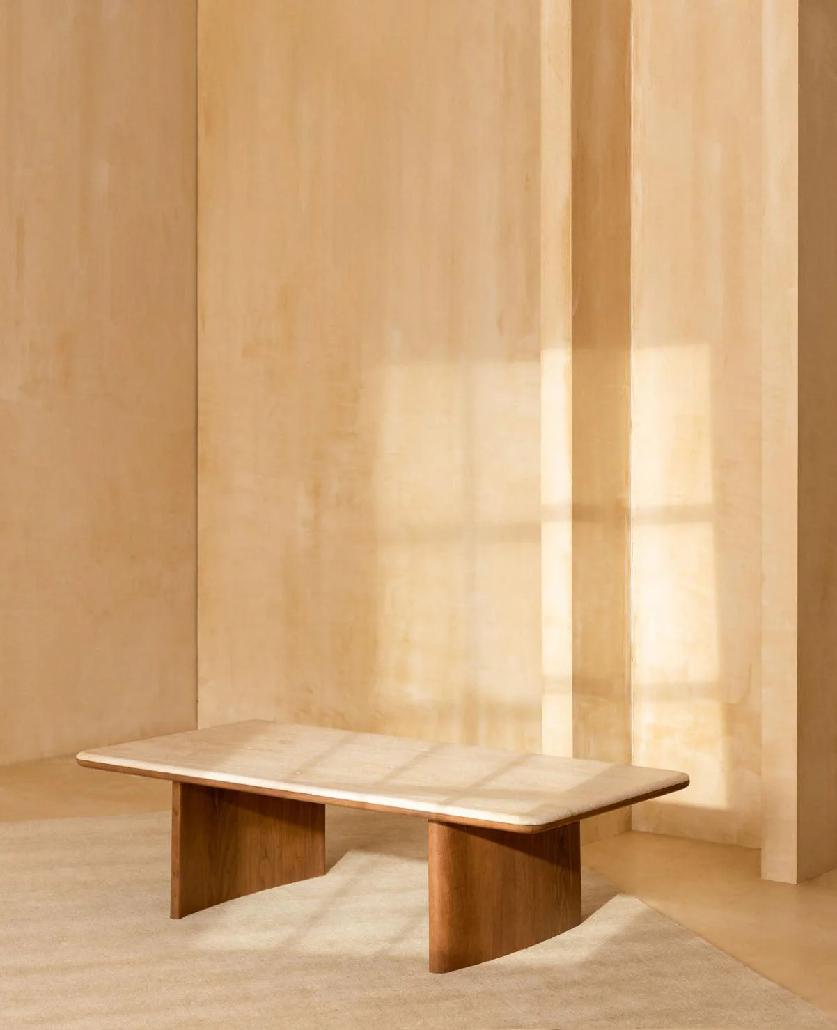 TRINSLY TRAVERTINE TOP COFFEE TABLE - Frankwebs