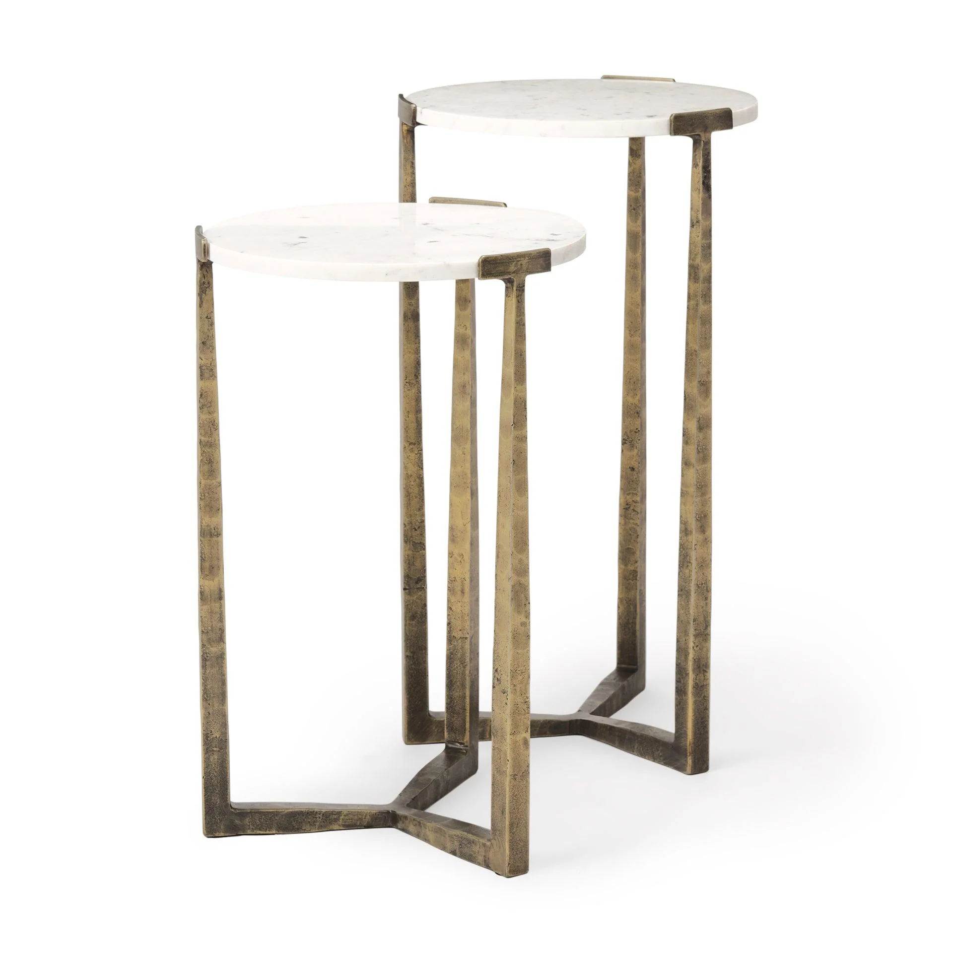 Atticus Marble and Antiqued Gold Metal Nesting Accent Tables (Set of 2) - Frankwebs