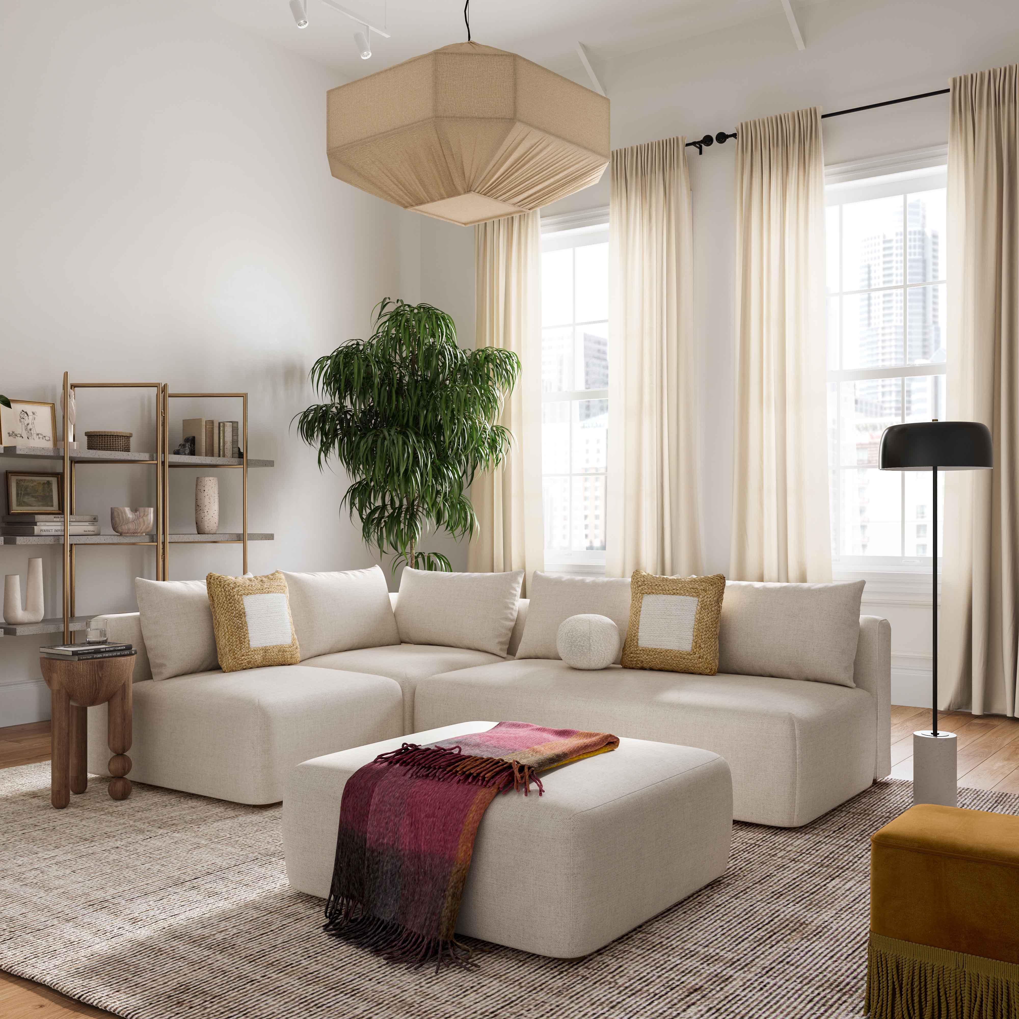 Hangover Cream Linen Ottoman - Frankwebs