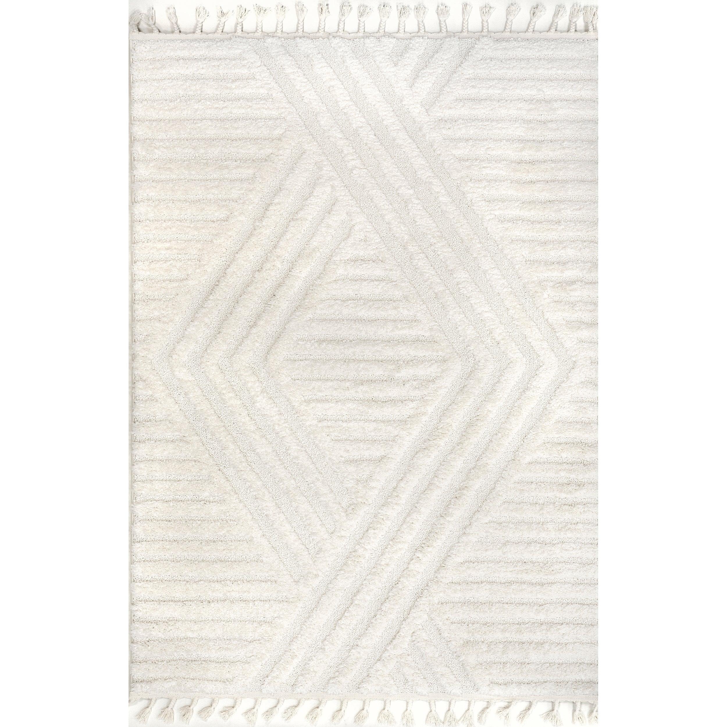 Risette Geometric Shag Tassel Area Rug - Frankwebs