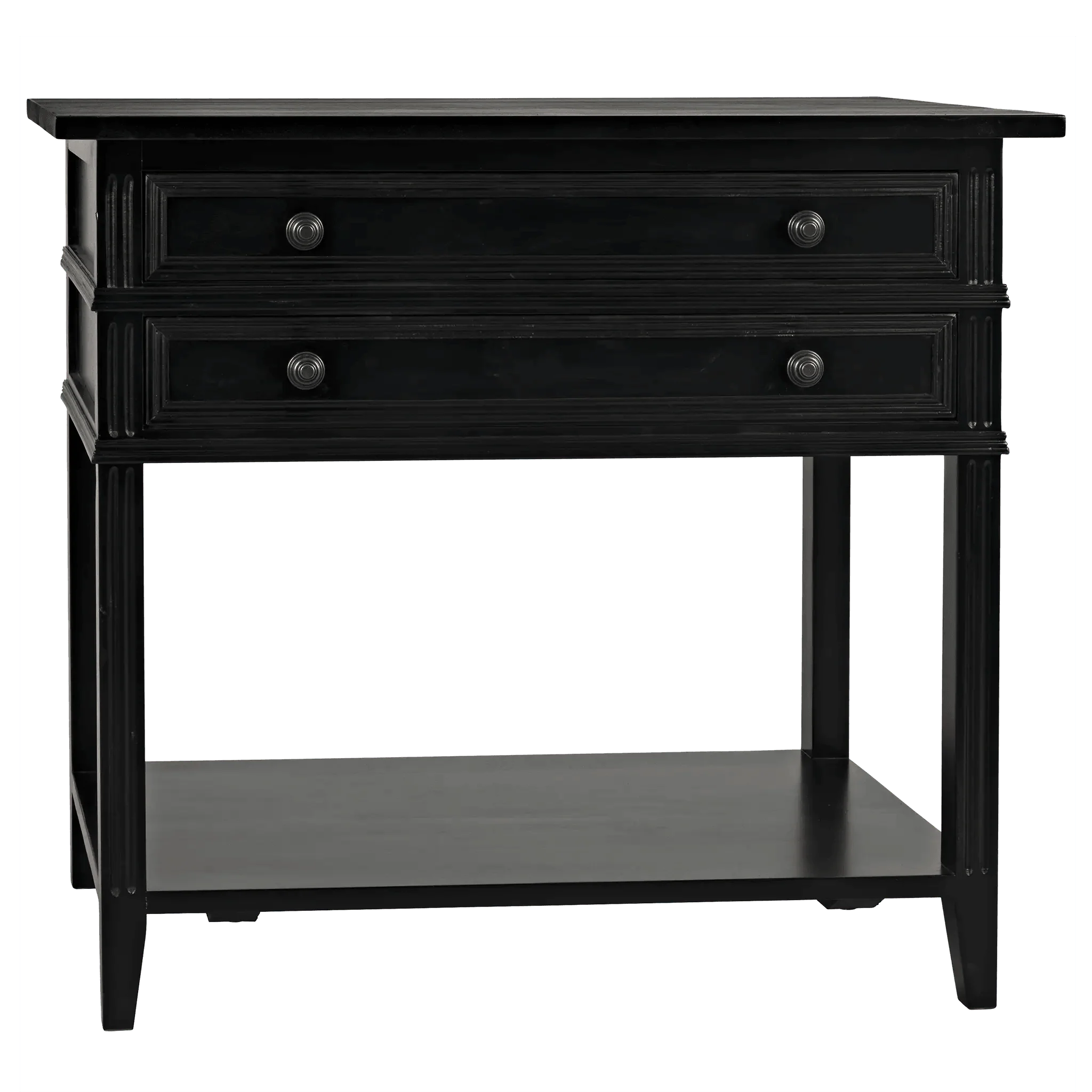 Colonial 2-Drawer Side Table, Distressed Black - Frankwebs
