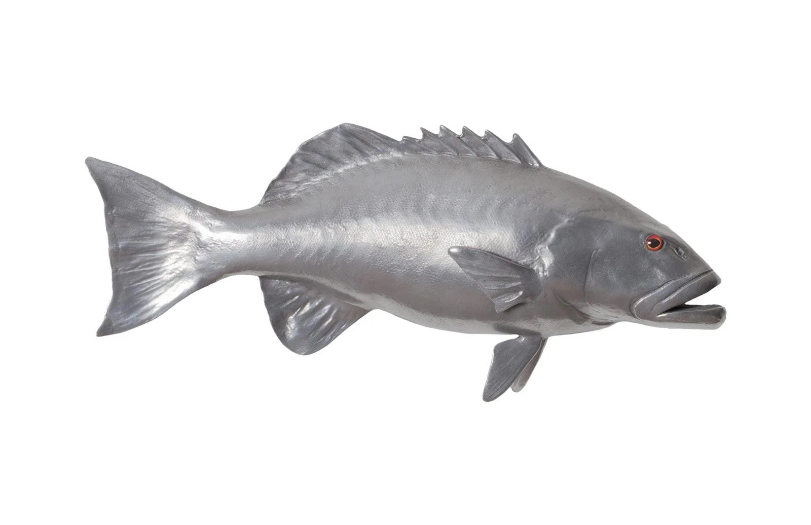 Coral Trout Fish Wall Sculpture, Resin, Polished Aluminum Finish - Frankwebs