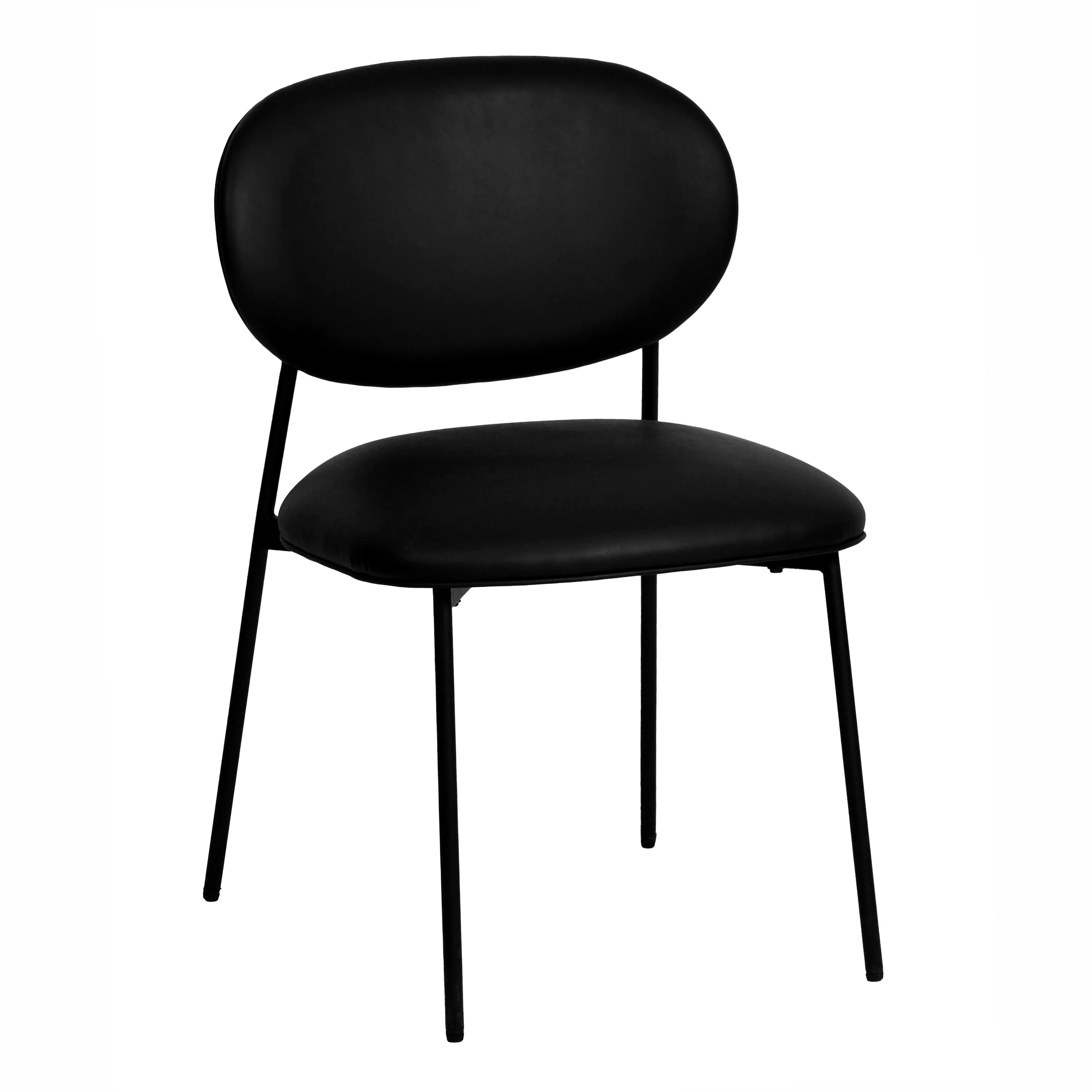 McKenzie Black Vegan Leather Stackable Dining Chair - Set of 2 - Frankwebs