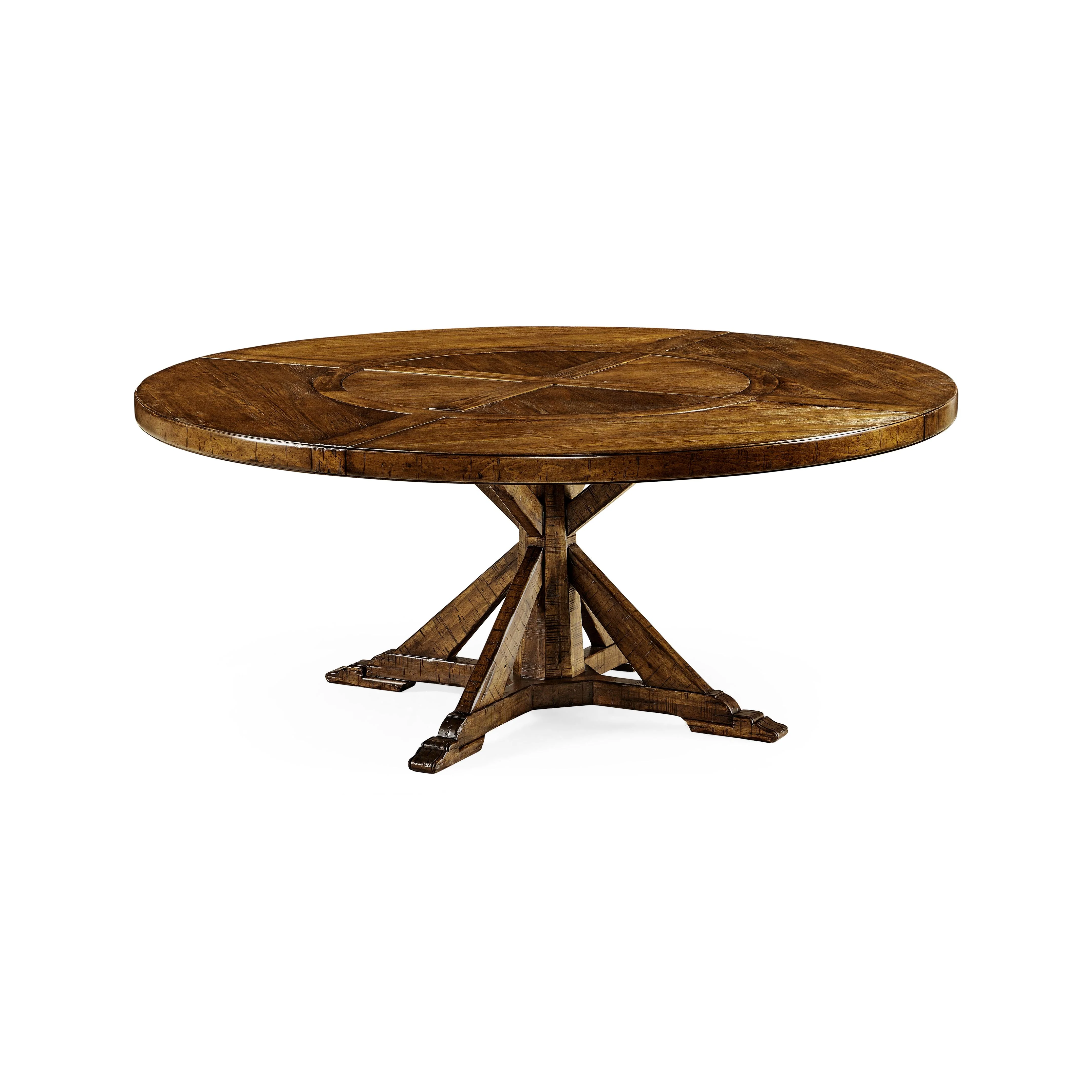 Casual Accents Country Walnut Round Dining Table 72