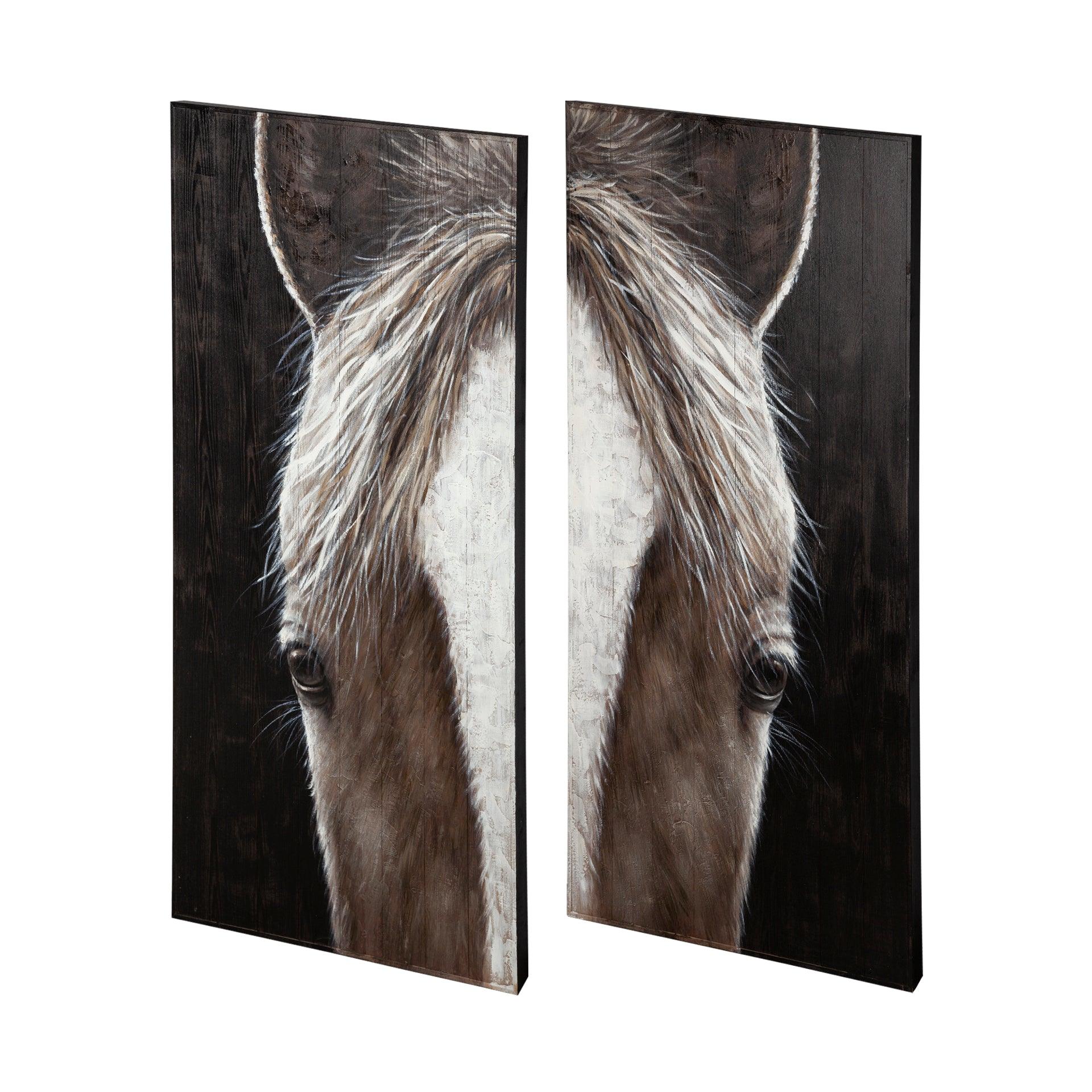 Equus Diptych 60x60 Horse Original Hand Painted on Wood Oil Painting - Frankwebs