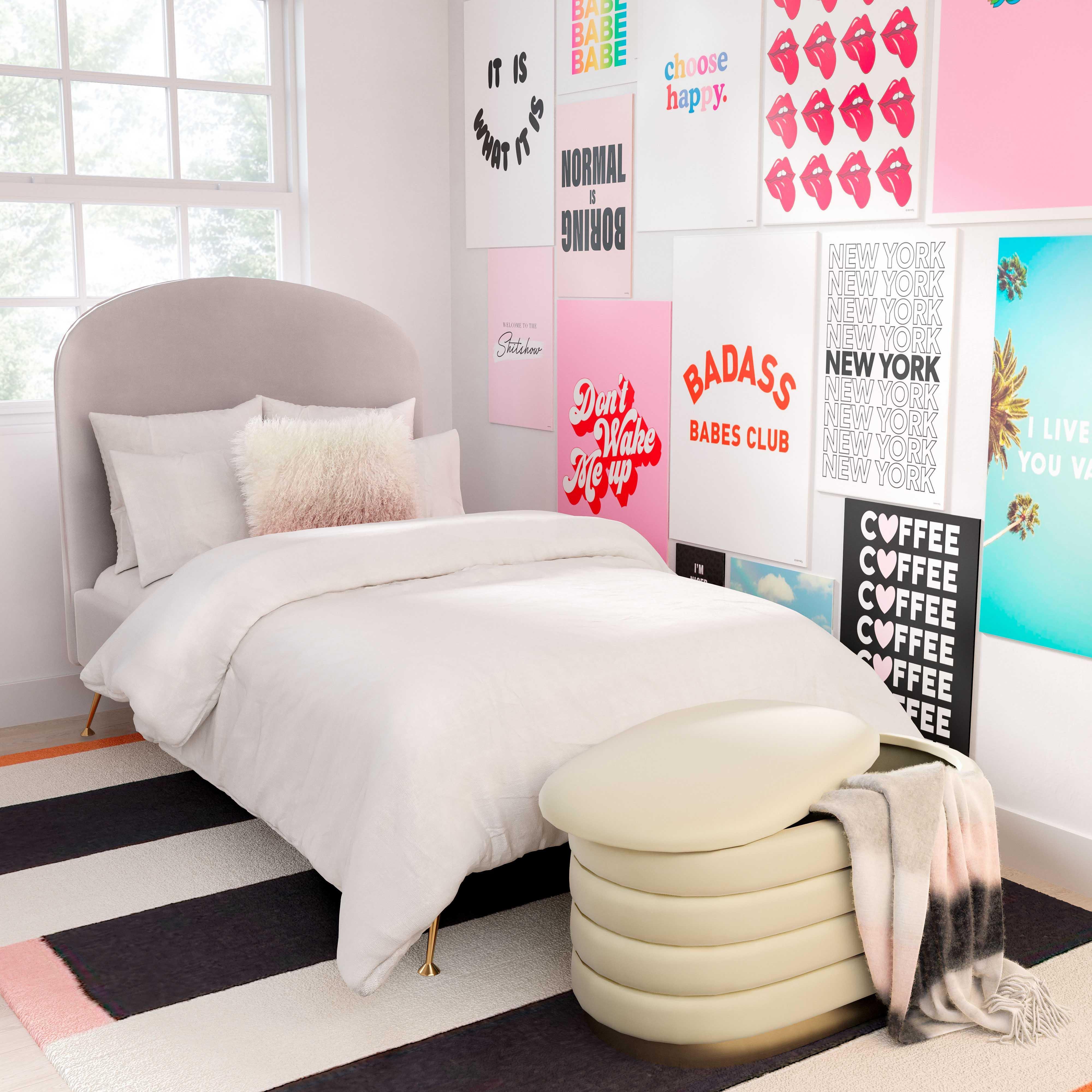 Lillian Cream Velvet Storage Bench - Frankwebs