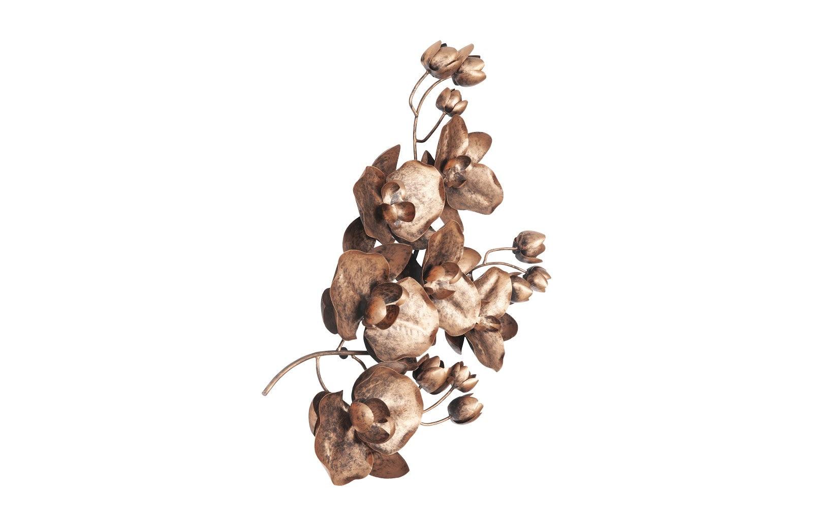 Orchid Sprig Wall Art, Medium, Metal, Copper/Black - Frankwebs
