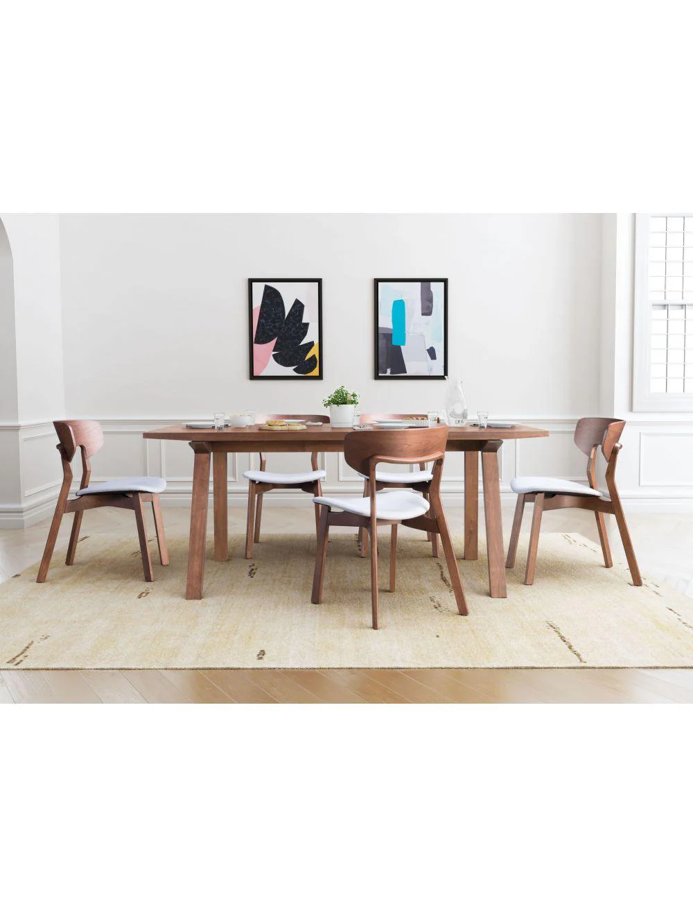 Russell Dining Chair (Set of 2) Walnut & Light Gray - Frankwebs