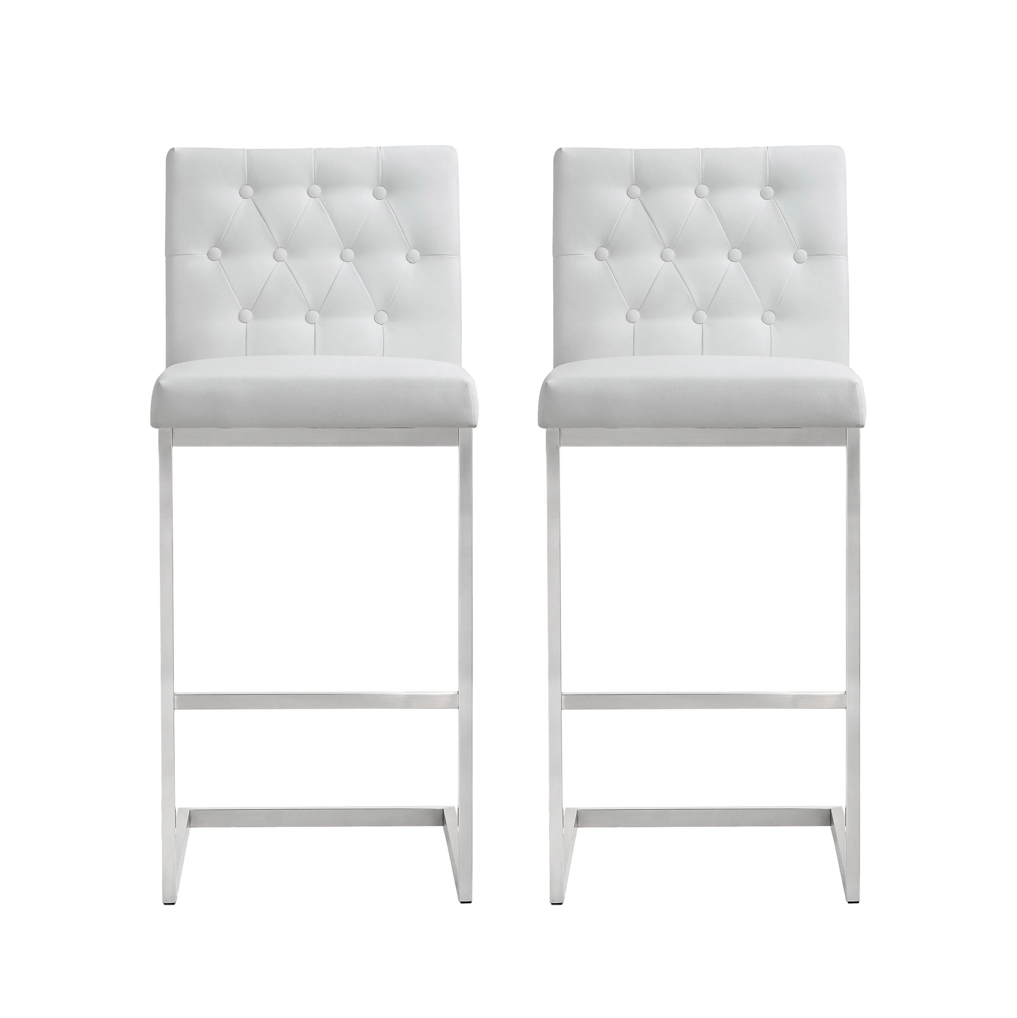 Helsinki White Stainless Steel Barstool - Set of 2 - Frankwebs