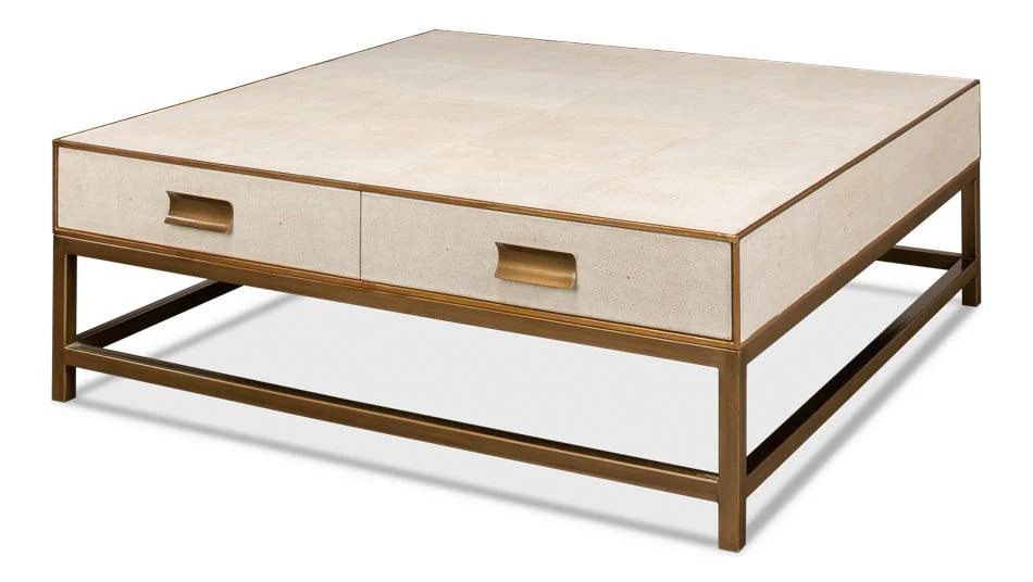 Gideon Shagreen Sq.Coffee Table - White - Frankwebs
