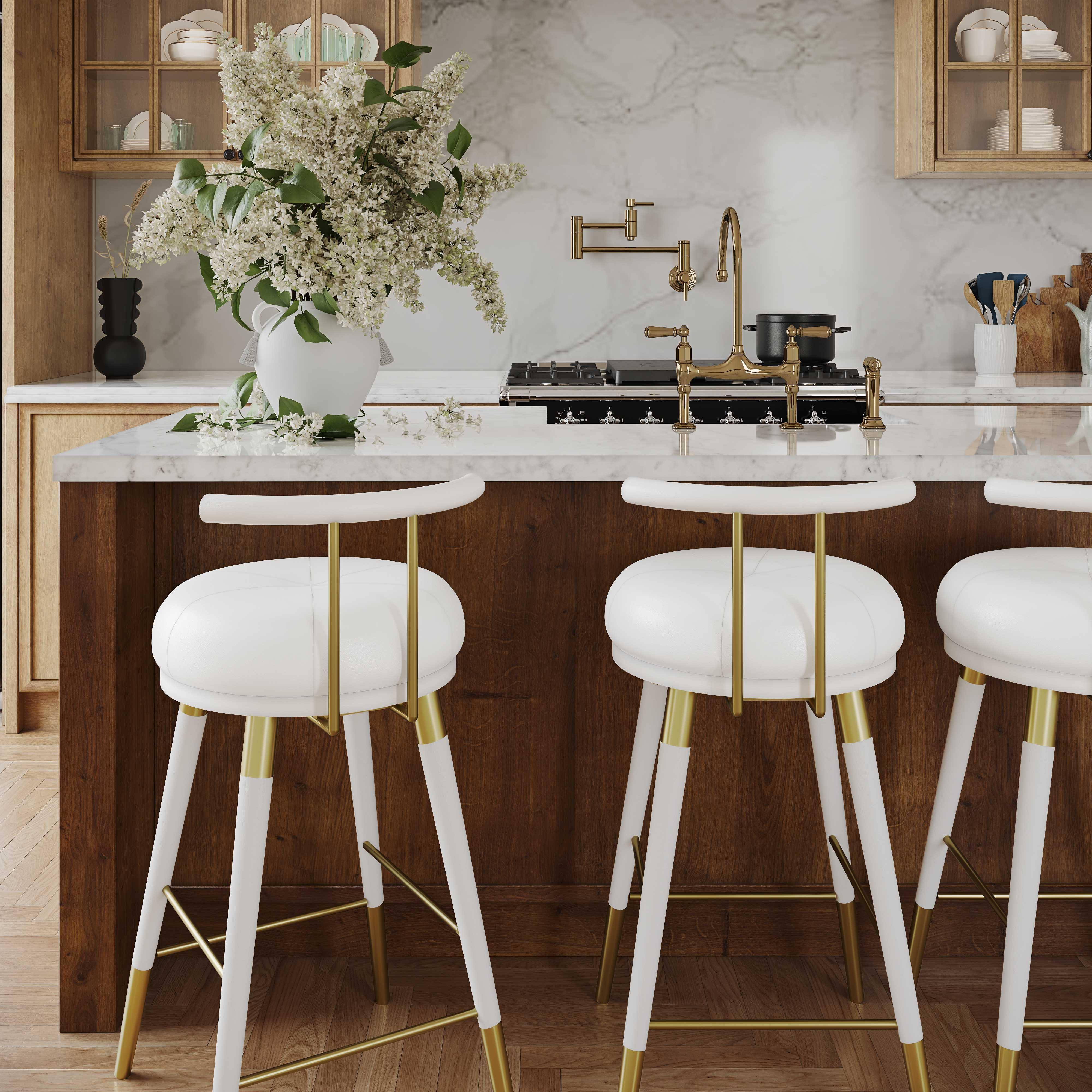 Juniper White Vegan Leather Barstool - Frankwebs