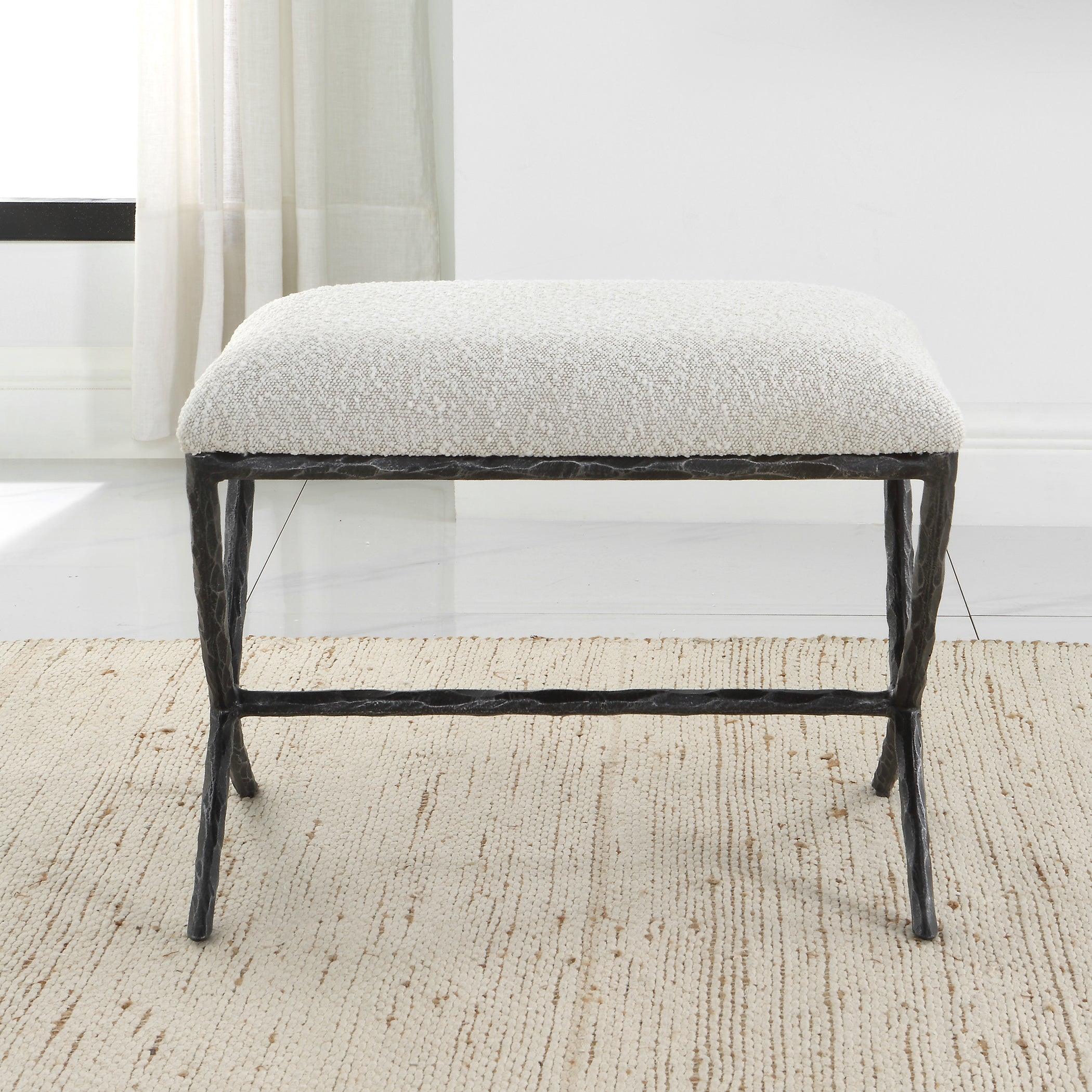 Brisby Gray Fabric Small Bench - Frankwebs