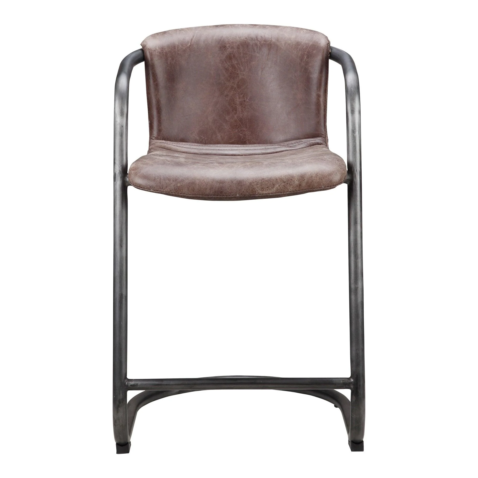 Freeman Counter Stool Grazed Brown Leather - Set Of Two - Frankwebs