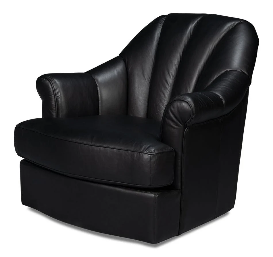 Scoth Swivel Chair In Distilled Lthr Blk - Frankwebs