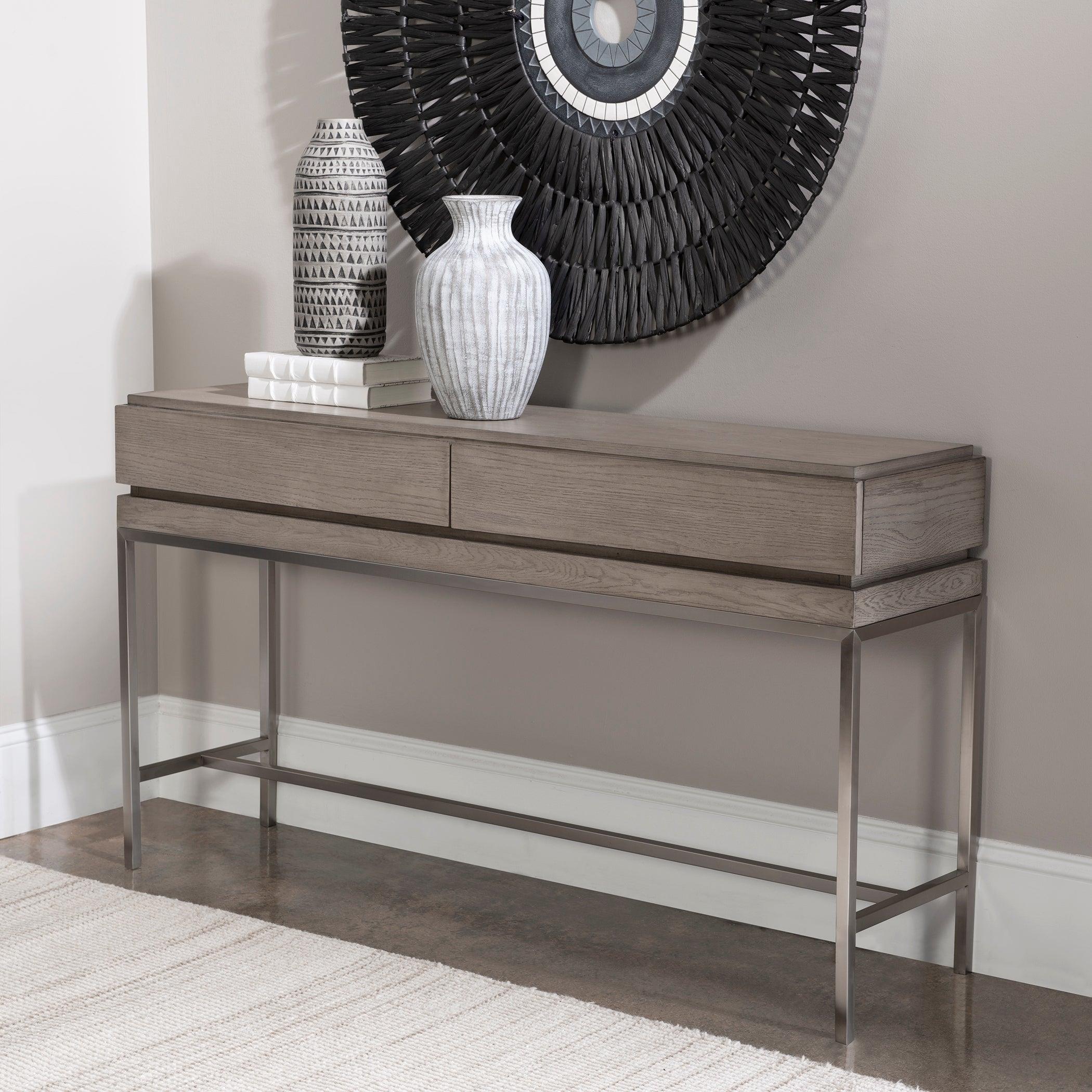 KAMALA GRAY OAK CONSOLE TABLE - Frankwebs