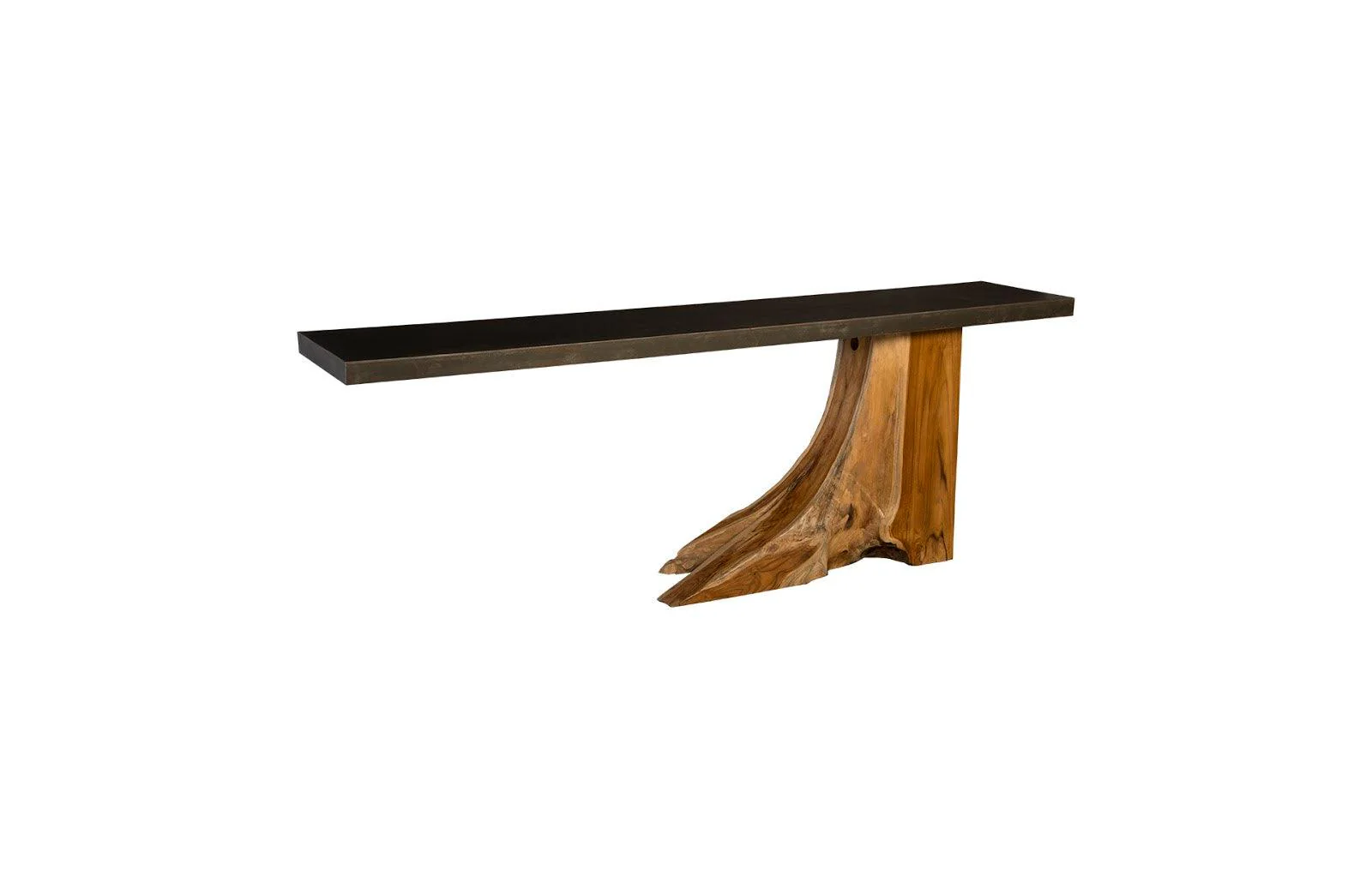 Teak Wood Console Table, Iron Sheet Top - Frankwebs