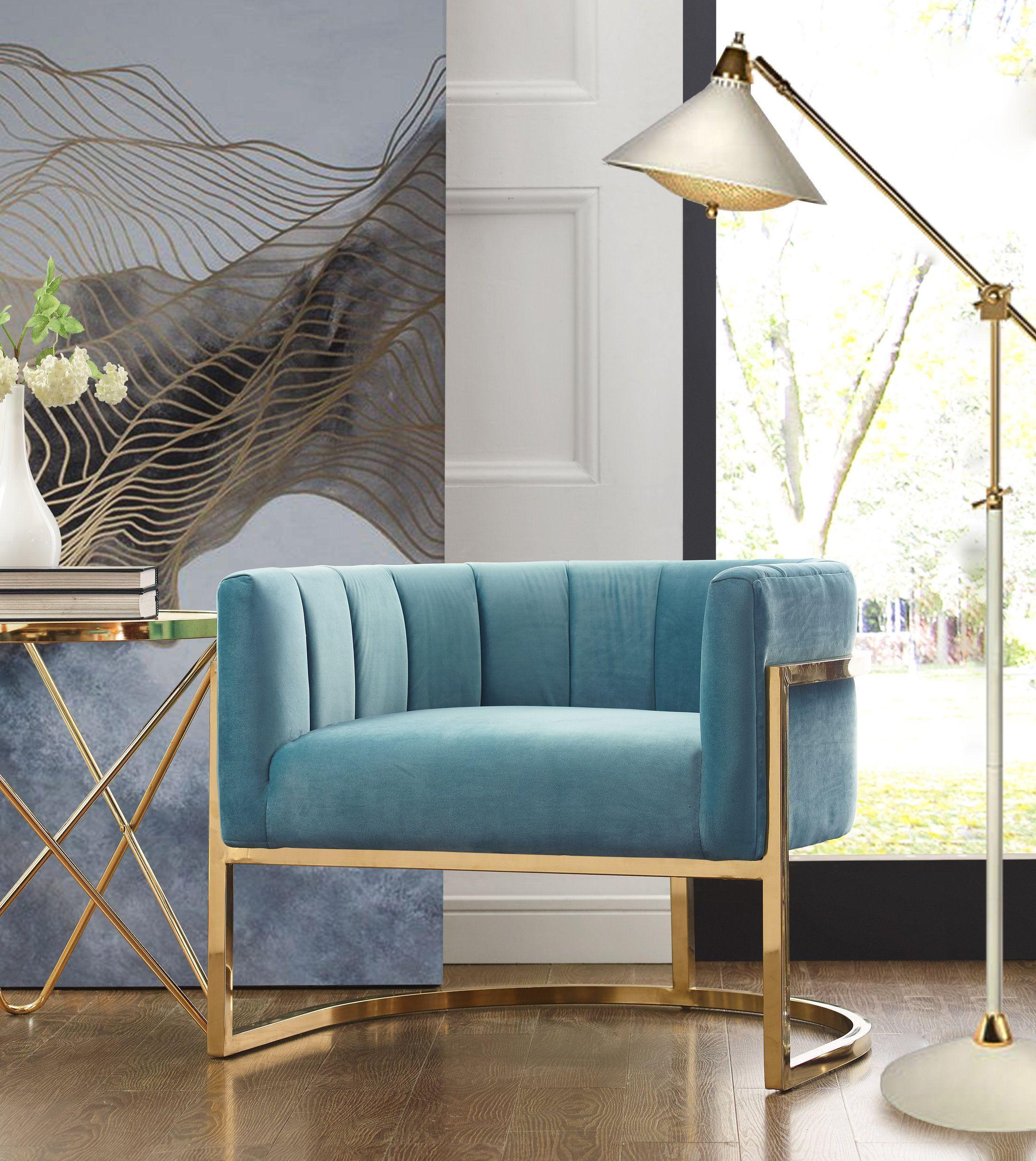 Magnolia Sea Blue Chair with Gold Base - Frankwebs