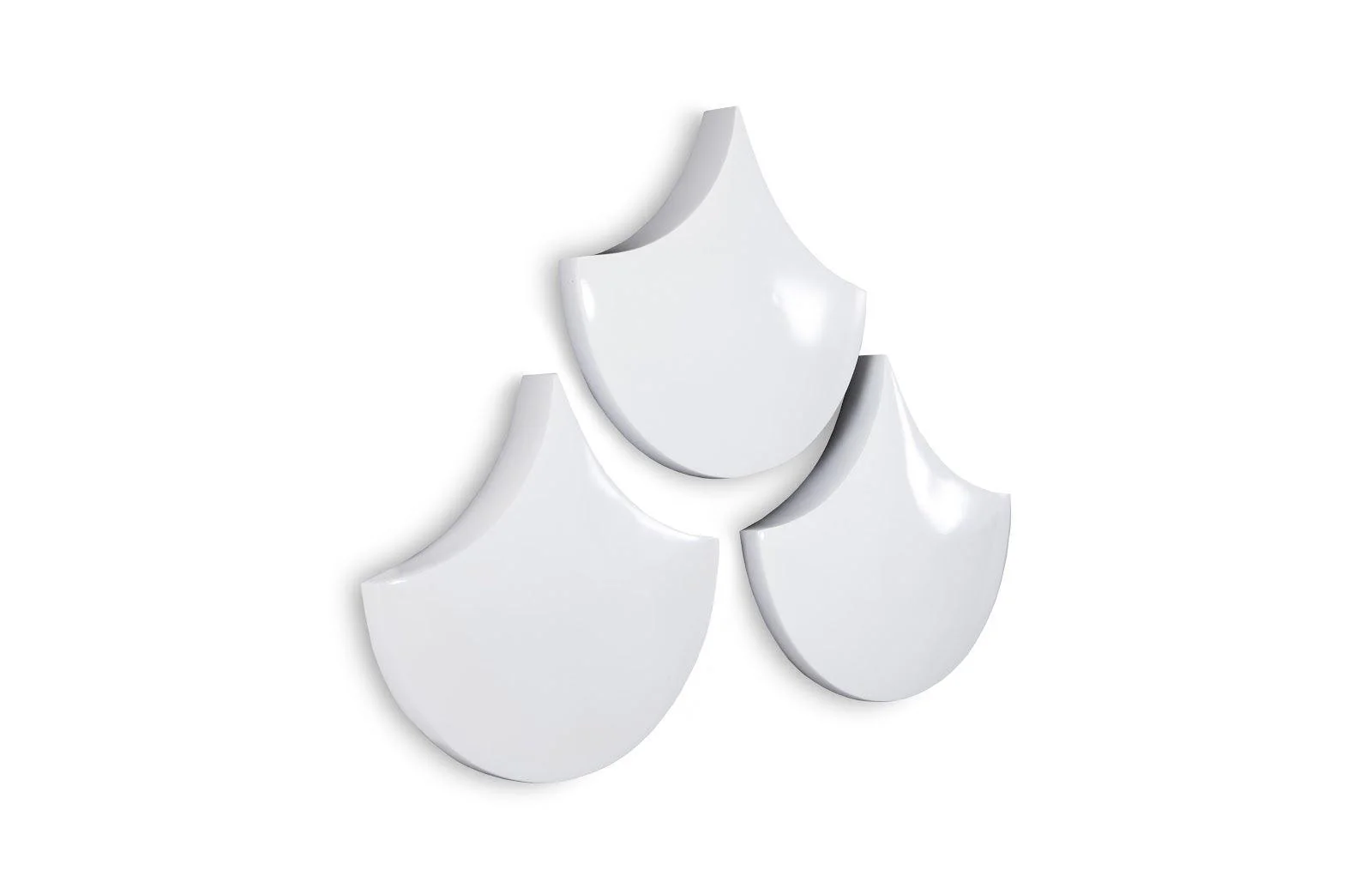 Scales Wall Tiles, Glossy White, Set of 3 - Frankwebs