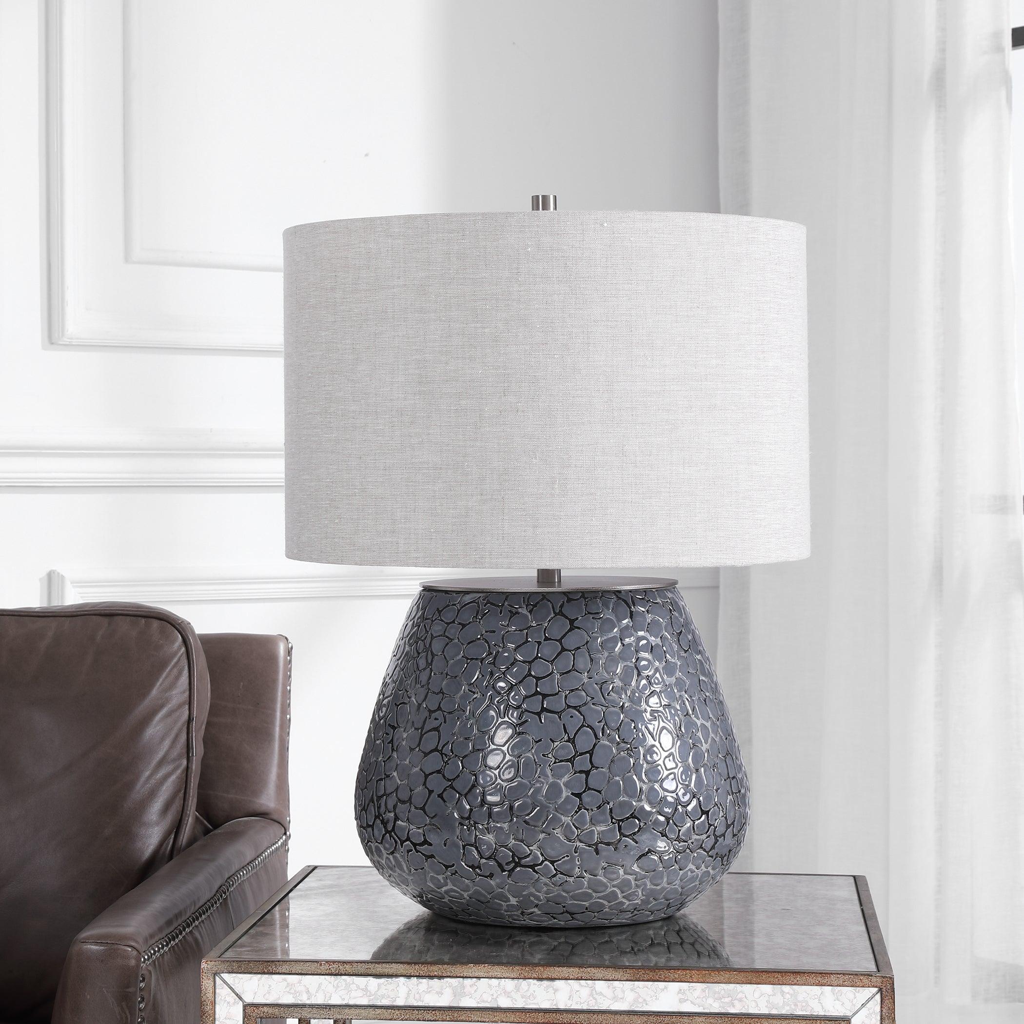 PEBBLES METALLIC GRAY TABLE LAMP - Frankwebs