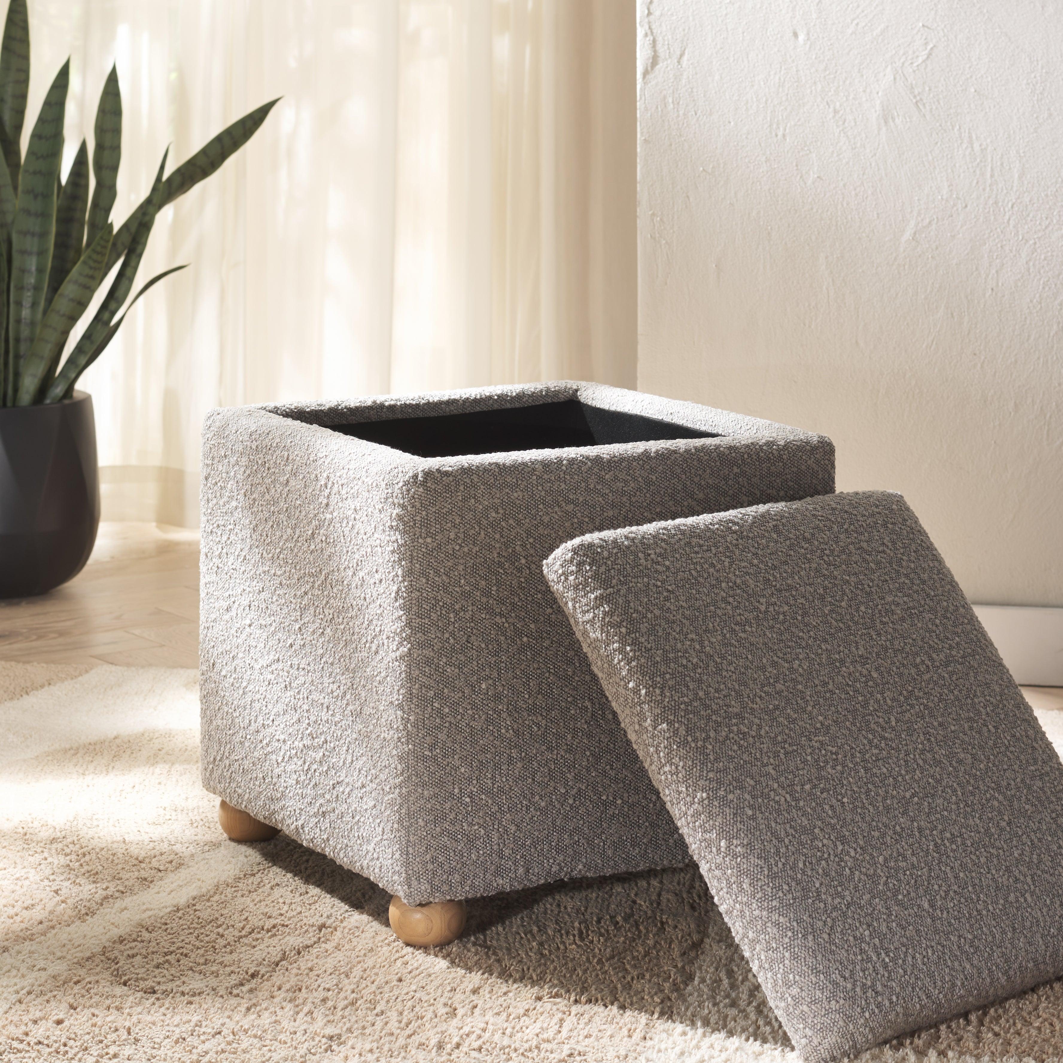 BECKA SQUARE BOUCLE STORAGE OTTOMAN - Frankwebs
